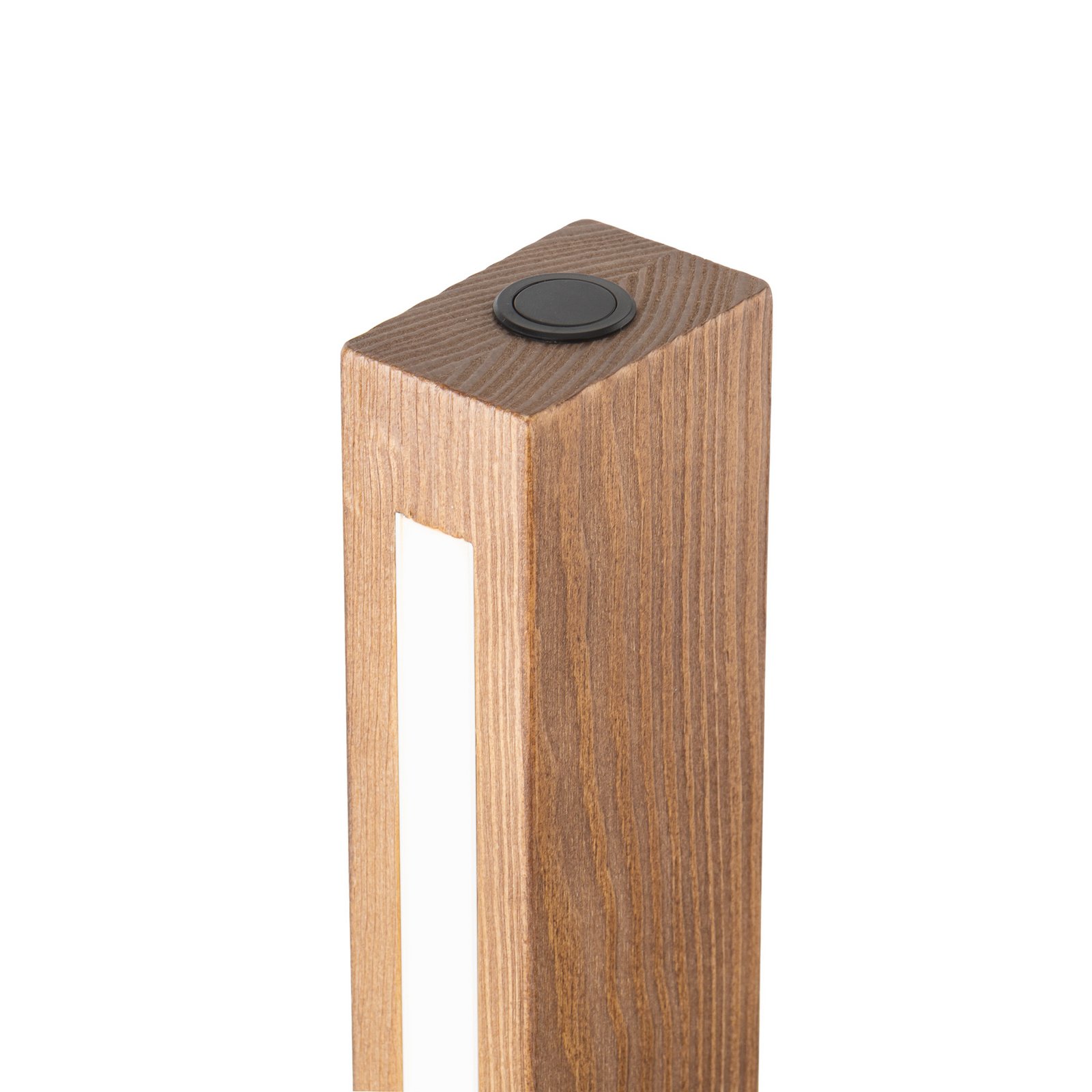 LED wooden floor lamp Teo, walnut, 120 cm, touch dimmer