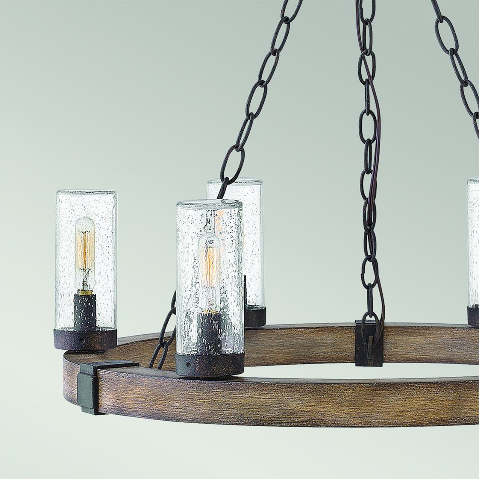 Luster Sawyer, 6-pl., farba dreva, oceľ, sklo, E14