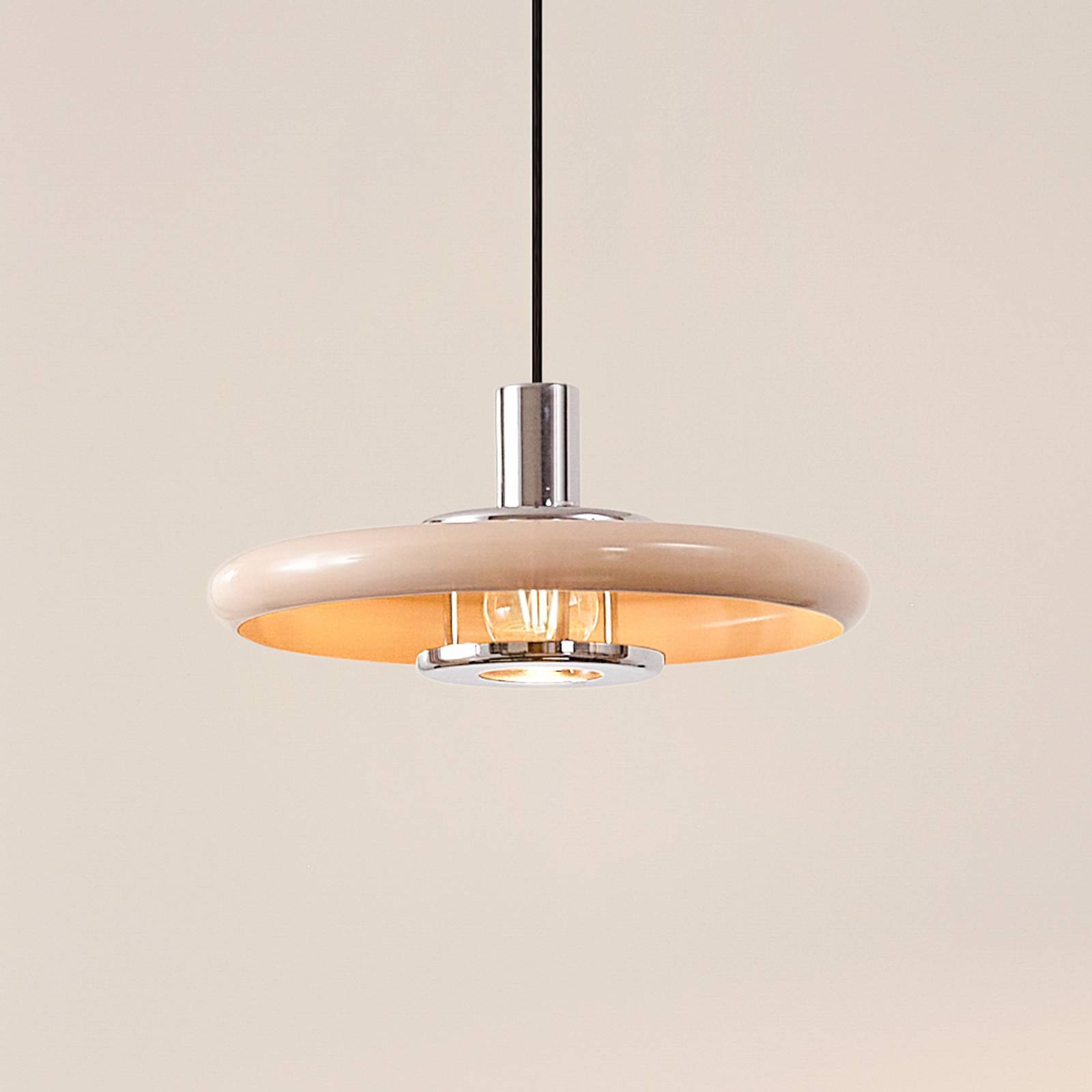 Lindby lampa wisząca Branford, Ø 35 cm, beżowa, metal