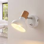 White metal spotlight Fridolin with switch