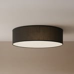 Plafonnier Marshall, noir, Ø 50 cm, métal/rotin