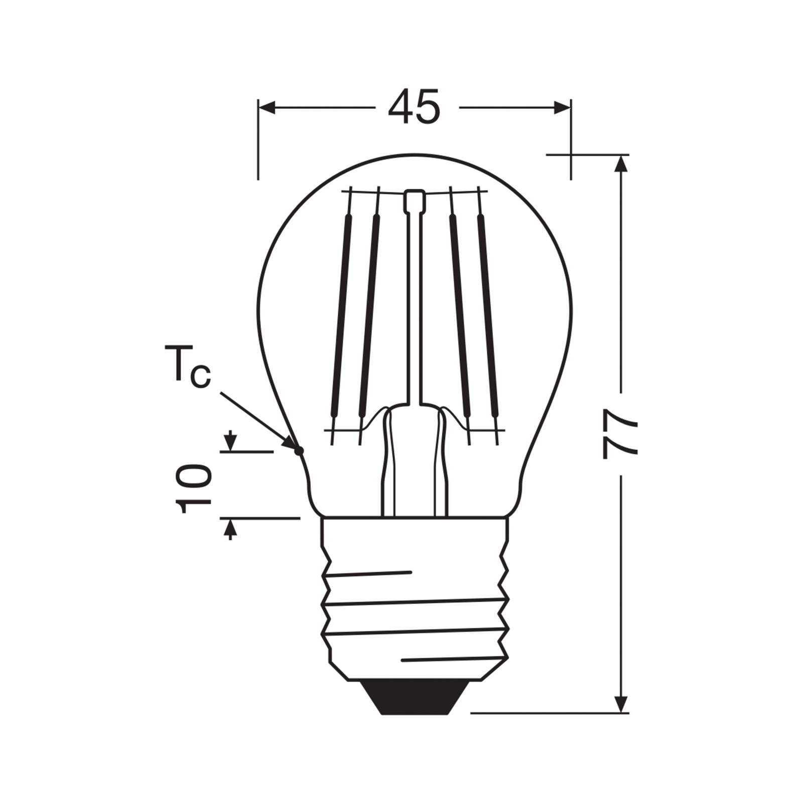 OSRAM LED-filamentpære dråpe E27 1,2W filament 2700K 255lm