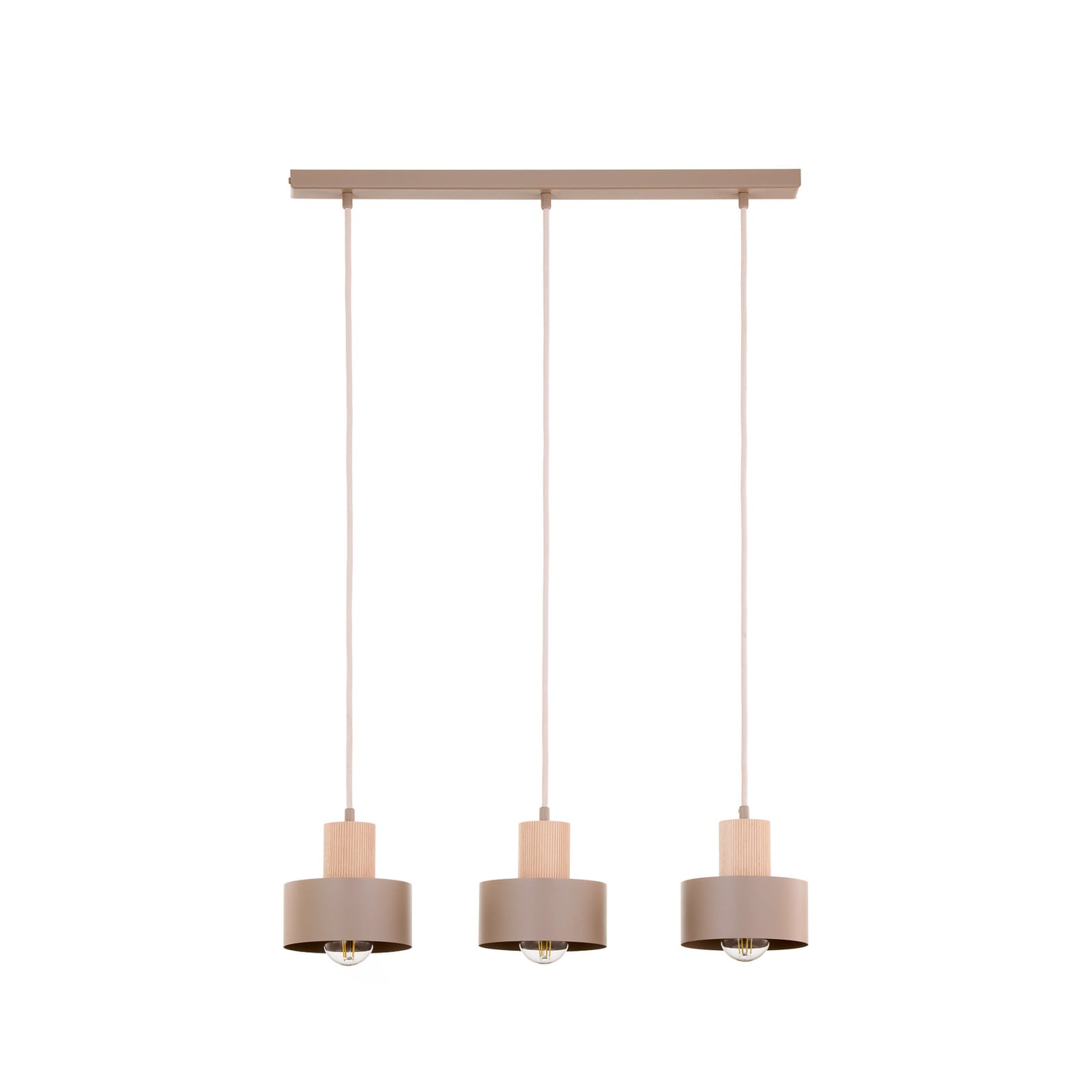 Hängeleuchte Rif Wood, beige/buche, Länge 67 cm, dreiflammig