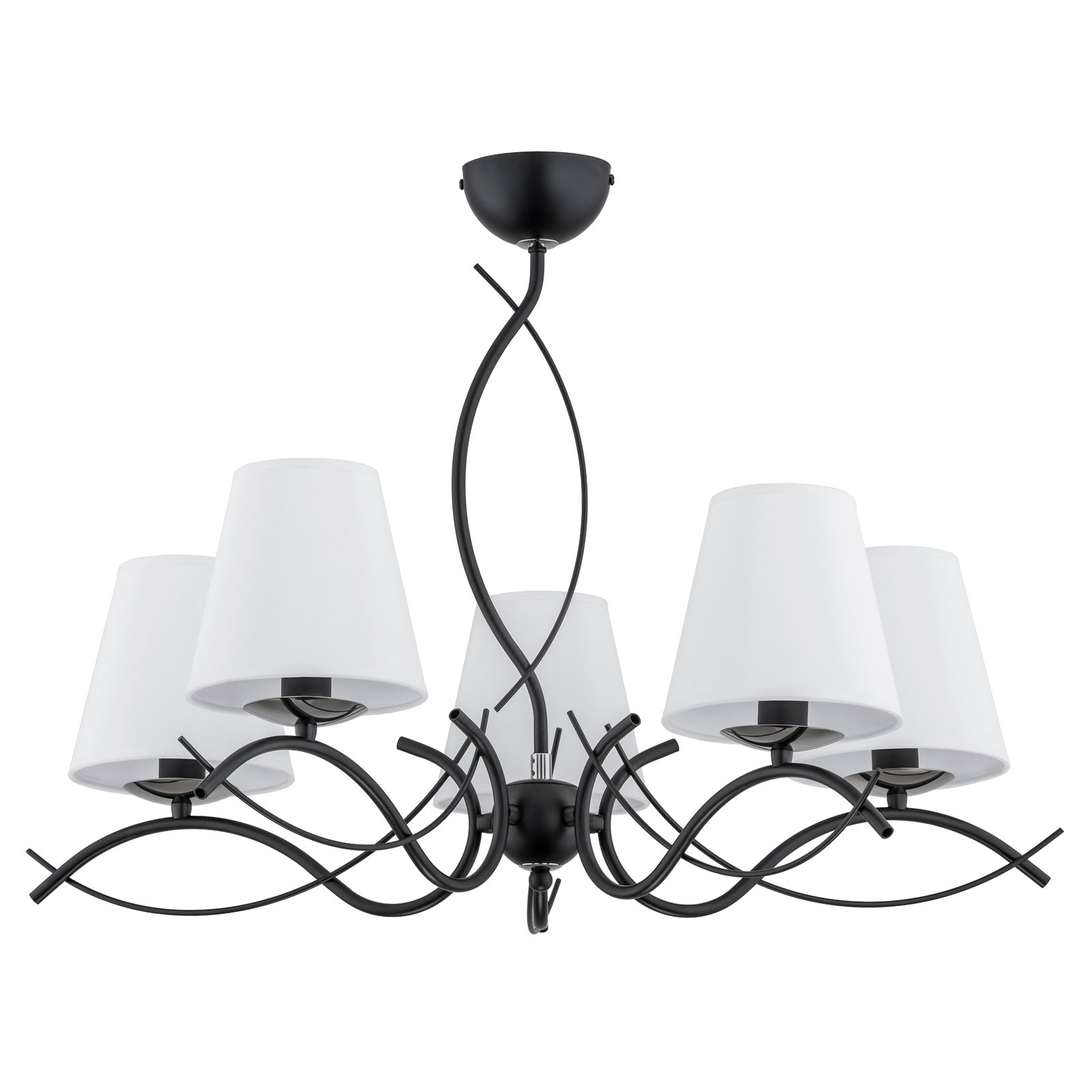 Monza chandelier, five-bulb, black