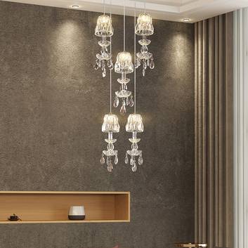 Lucande Yasanie colgante LED, 5 luces, redonda