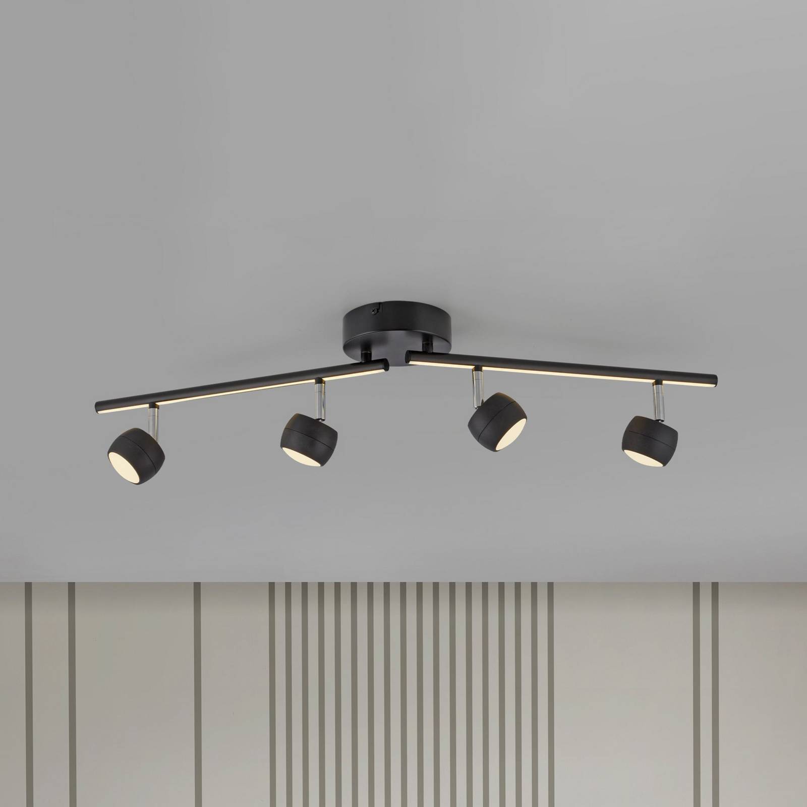 JUST LIGHT. LED-Deckenspot Jarik, 4-fl., schwarz, 3.000 K günstig online kaufen