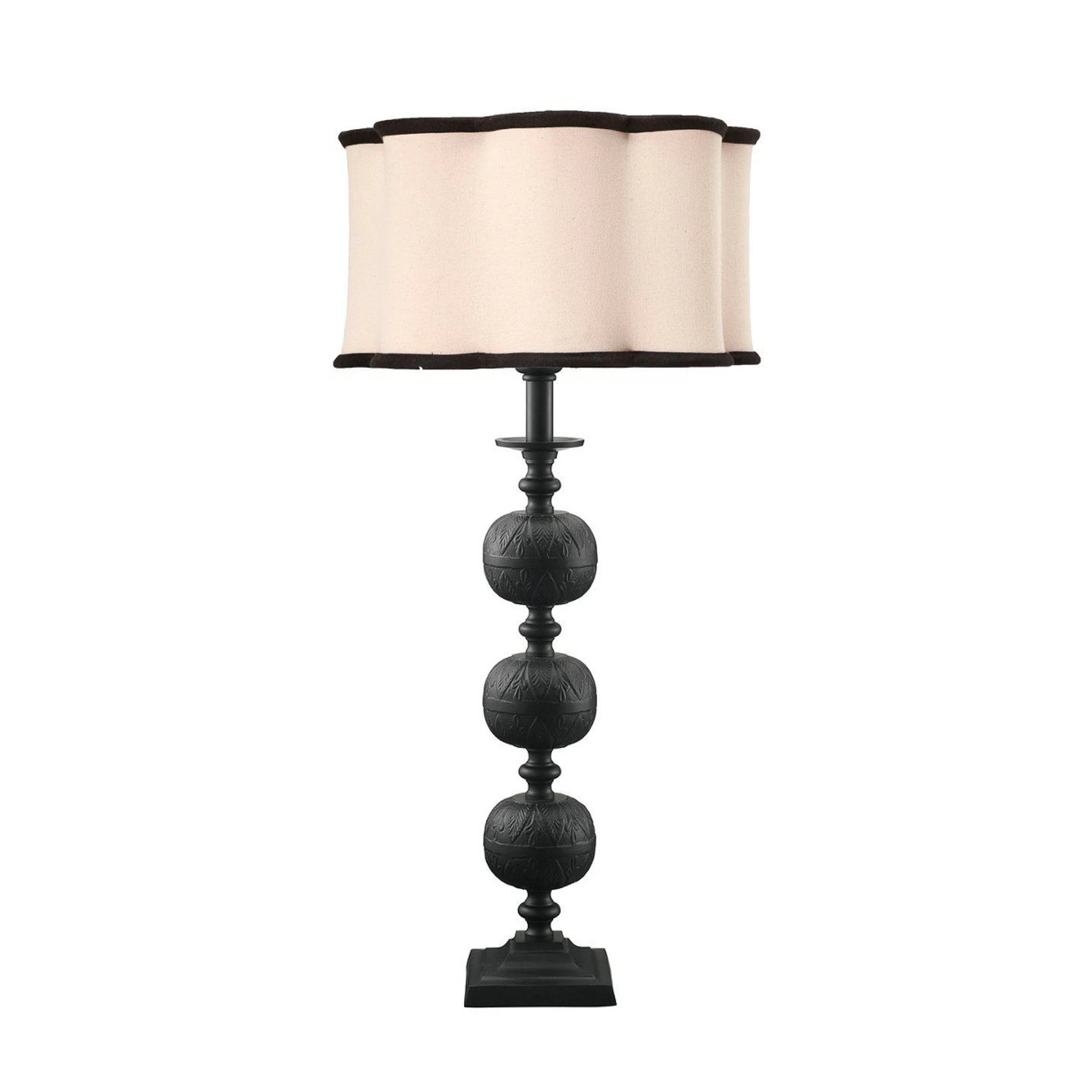 PR Home Stolná lampa Flory, čierna/prírodná farba, výška 70 cm