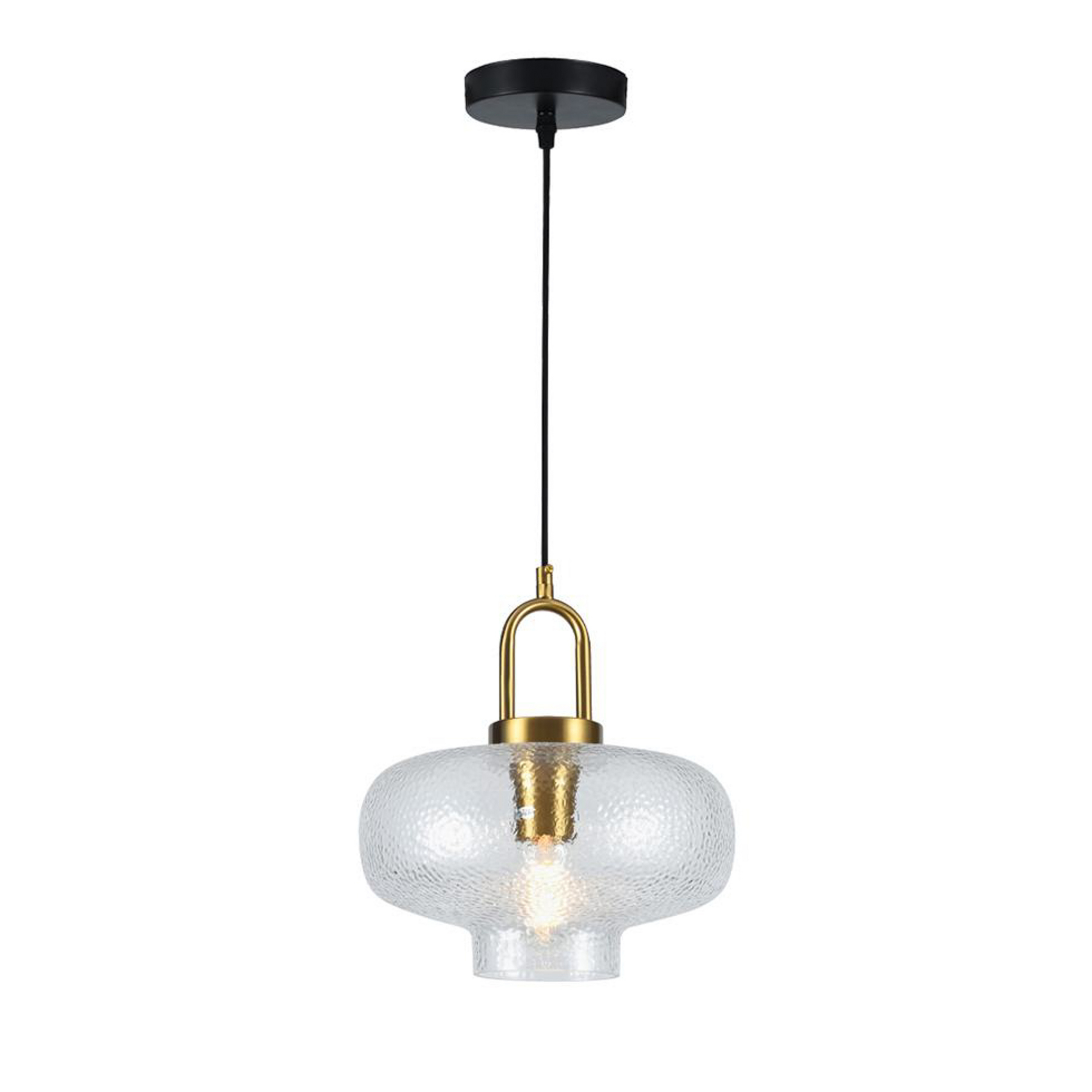 Pendellampe Oslo, Ø 26 cm, klar/goldfarben, Glas