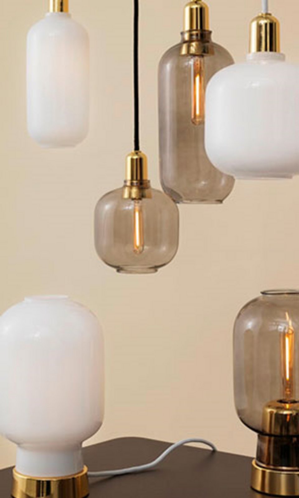 Amp Pendant Small Smoke/Brass - Normann Copenhagen