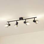 Lindby Pendura ceiling light, 4-bulb, black, glass