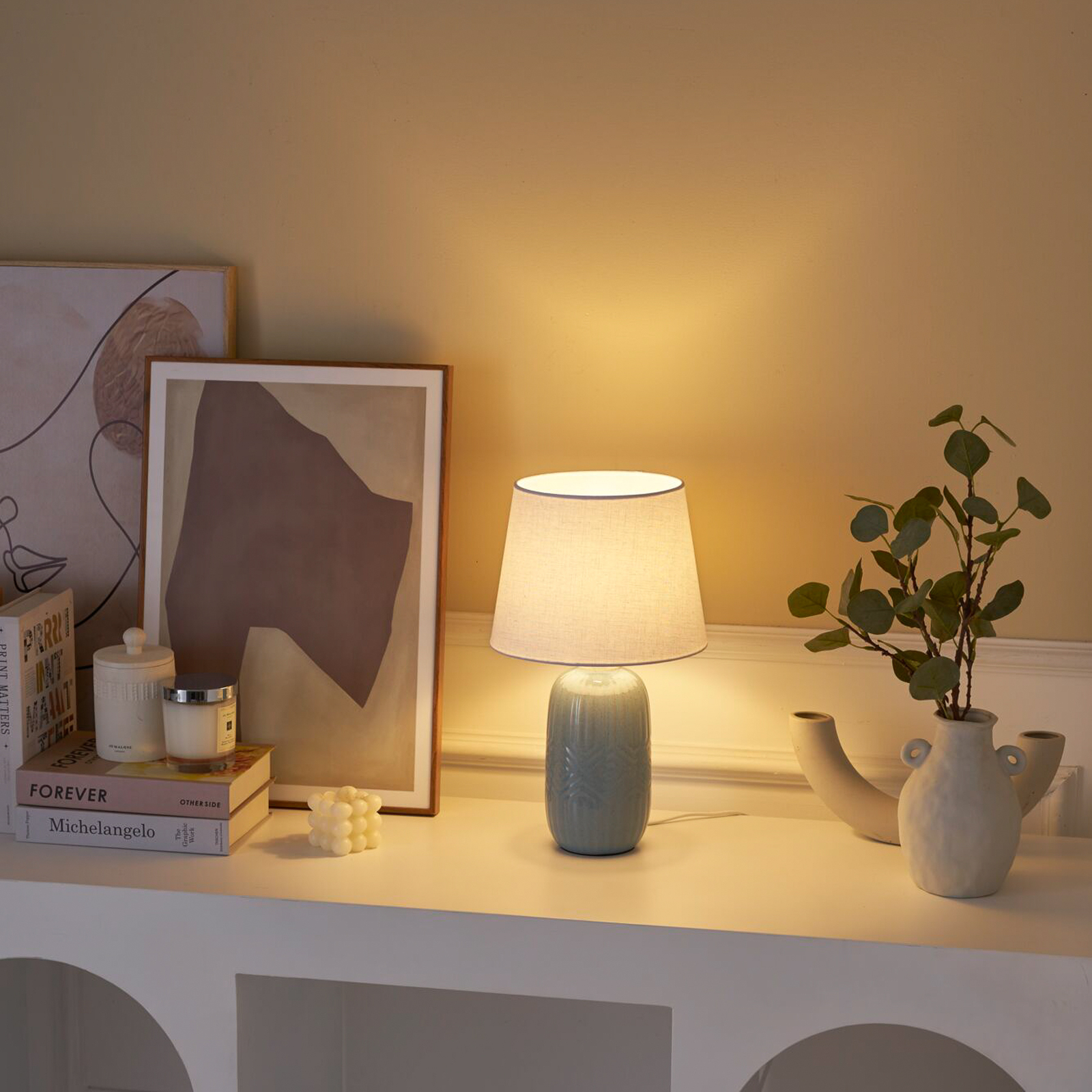 Pauleen Glowing Hug bordslampa, vit/gråblå