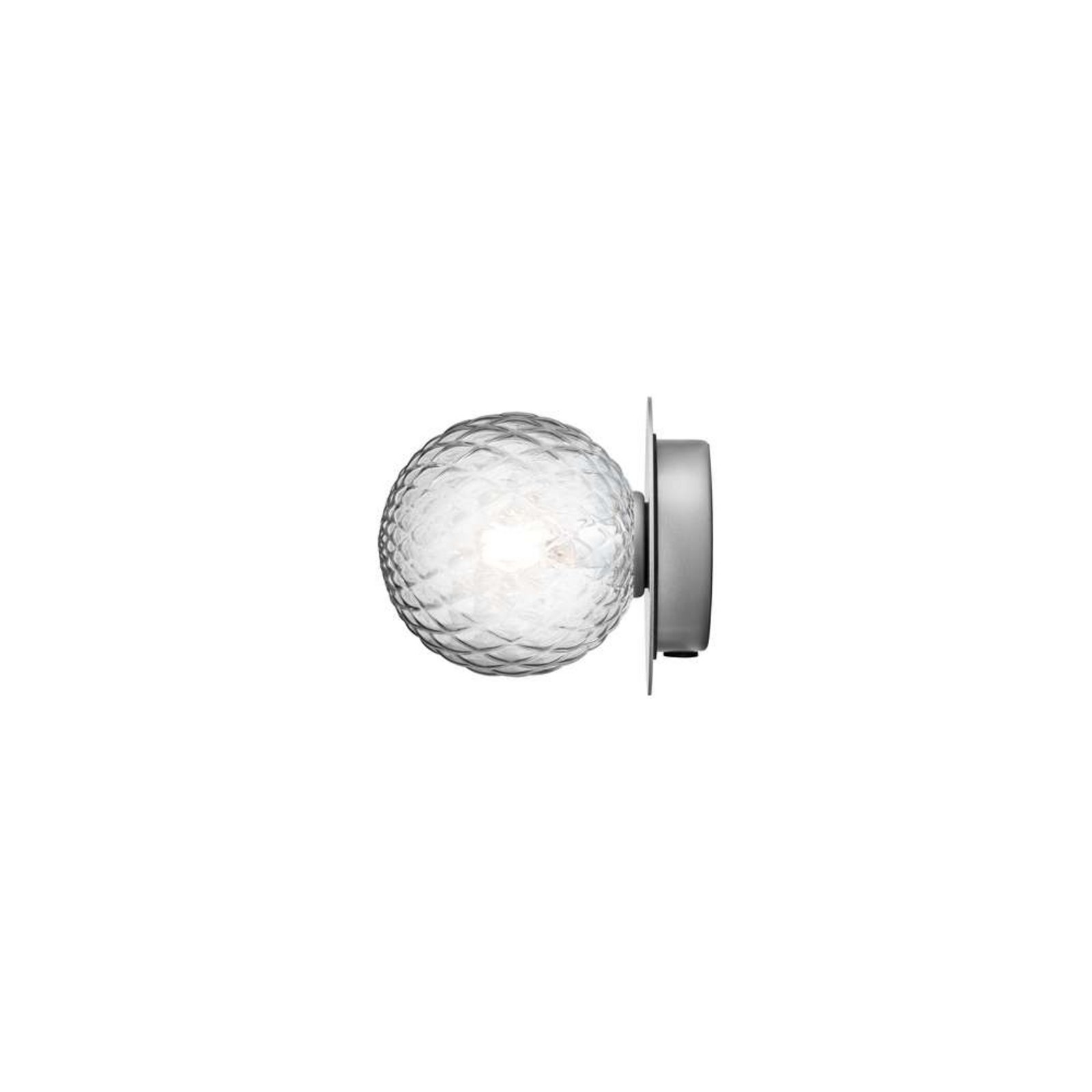 Nuura Liila 1 candeeiro de parede, Ø 14 cm, IP44, prateado/transparente