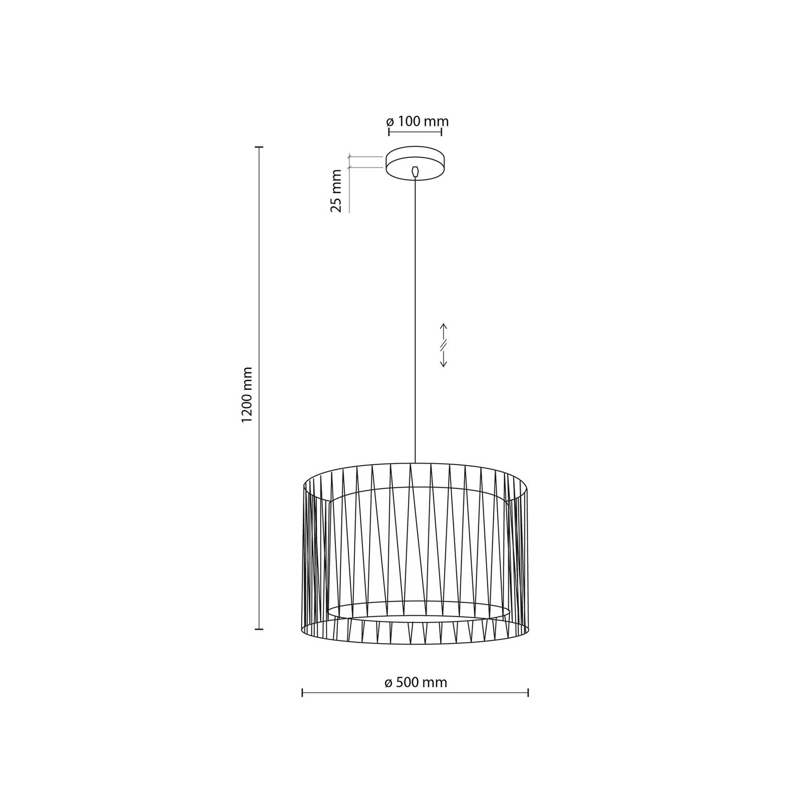 TK Lighting Harmony pendellampa svart naturlig jute Ø 50 cm