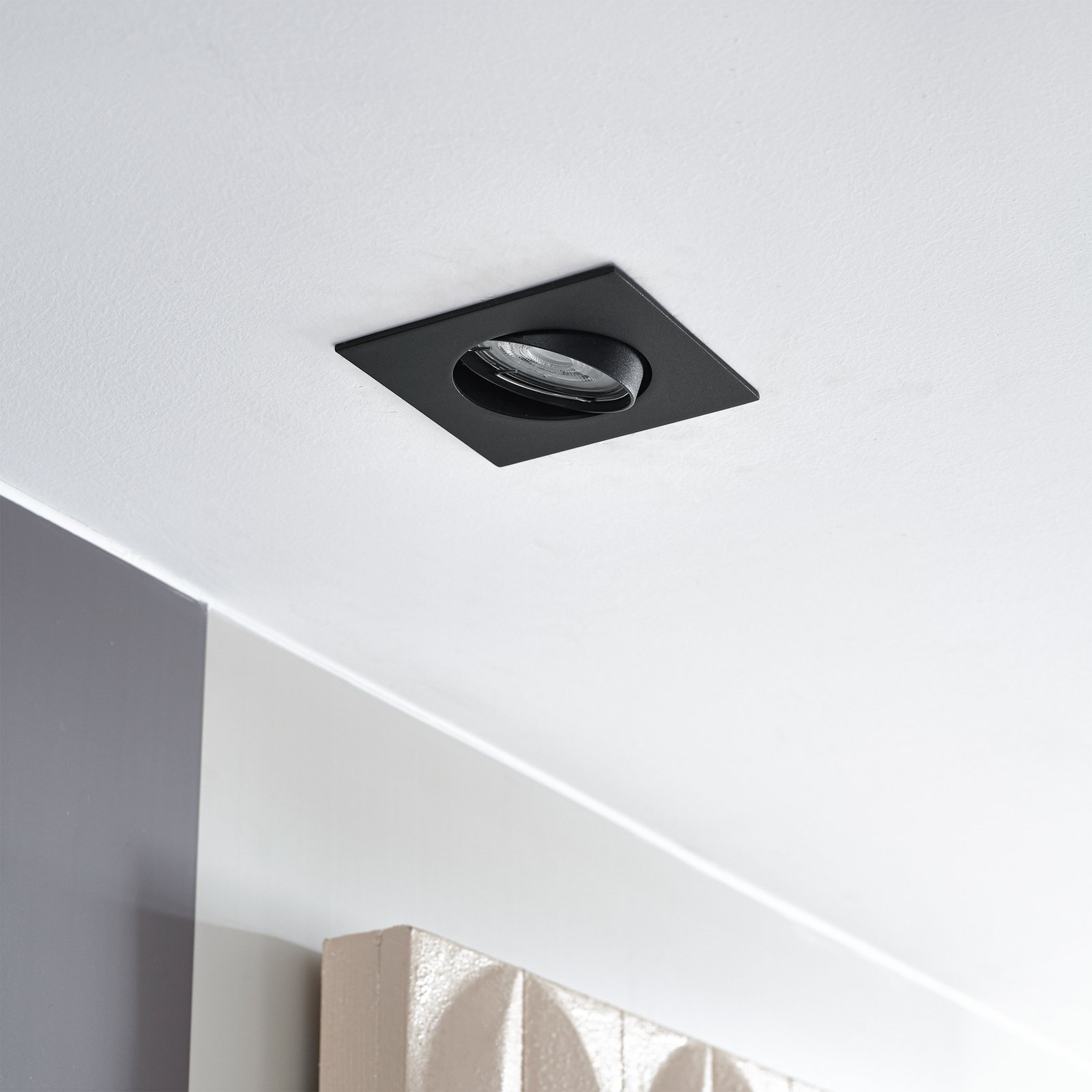 Ugradbena svjetiljka Fibur, crna, 9 cm, GU10 - Prios