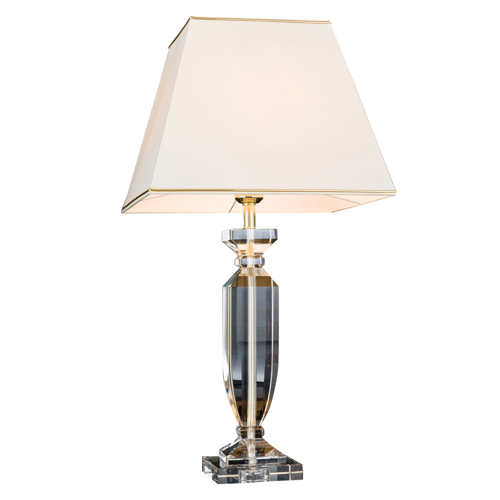 Stolná lampa Pohár s krištáľmi, zlatá/krémová