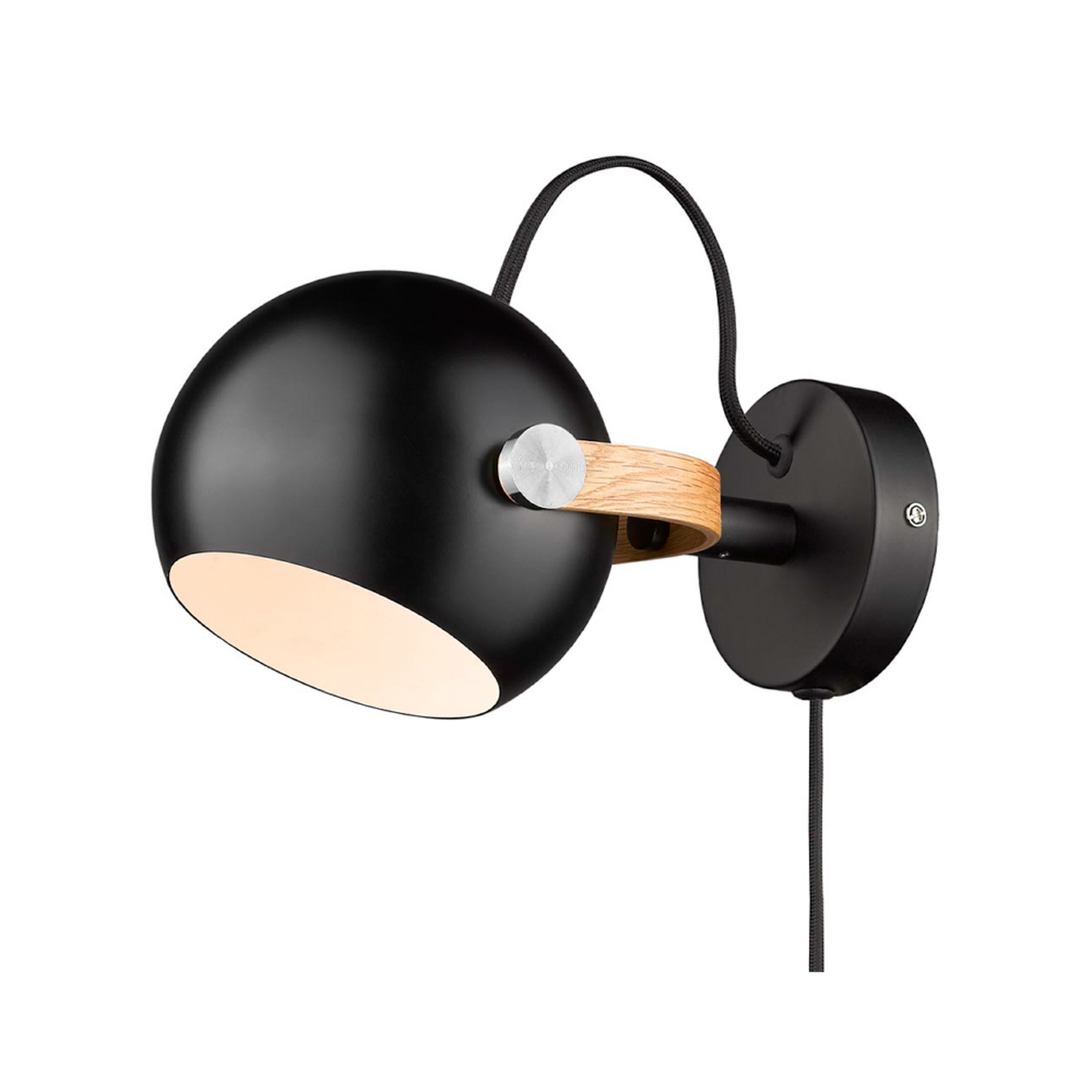 D.C wandlamp, zwart/eiken, Ø 12 cm metaal - Halo Design