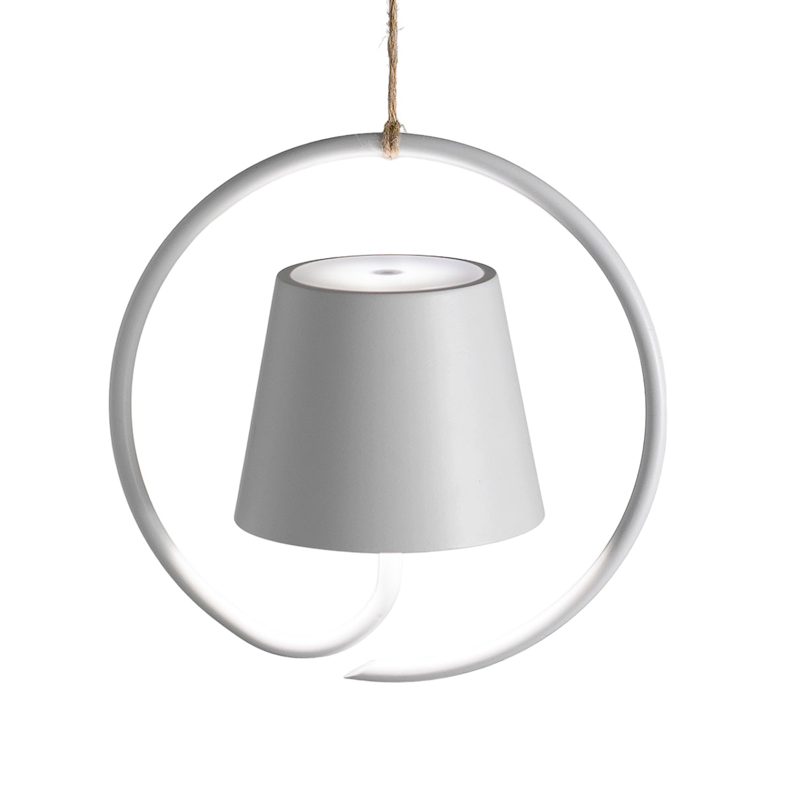 Zafferano Poldina LED pendant light with rechargeable battery, white