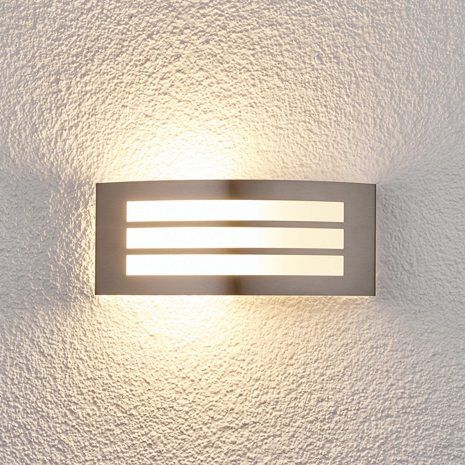 Raja Striped Outdoor Wall Lamp Stainless Steel - Lindby