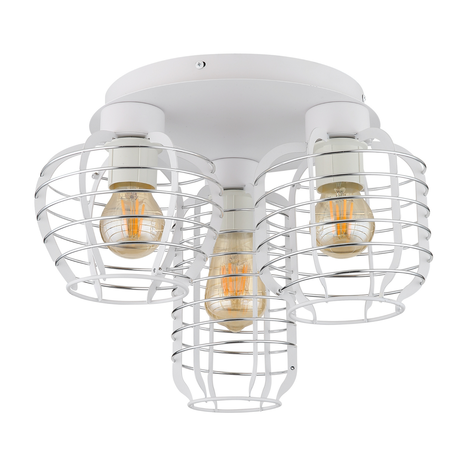 Lampa sufitowa Nesa, Ø 37 cm, biała/chromowana, metalowa, 3-punktowa Lampa sufitowa Nesa, Ø 37 cm, biała/chromowana, metalowa, 3-punktowa
