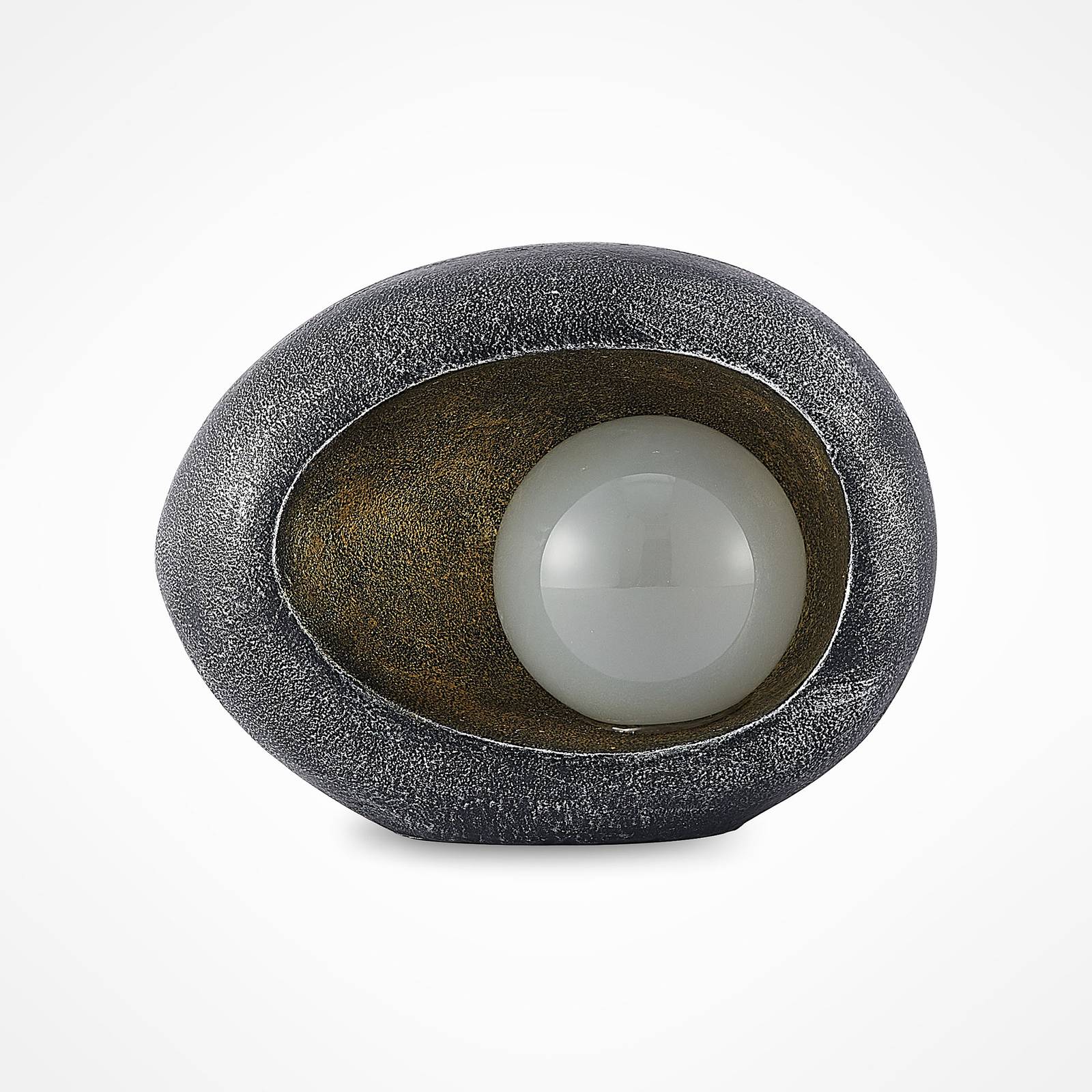 Lindby Tigran LED solar light, black, gold, artificial stone, 0.06 W, W: 21 cm, H: 15 cm