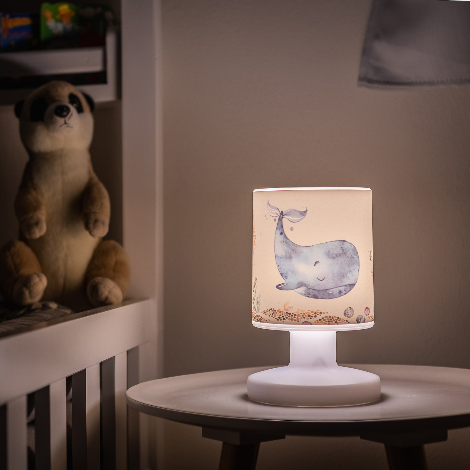 Nabíjecí stolní lampa LED Paul Pottwal, bílá/modrá, USB