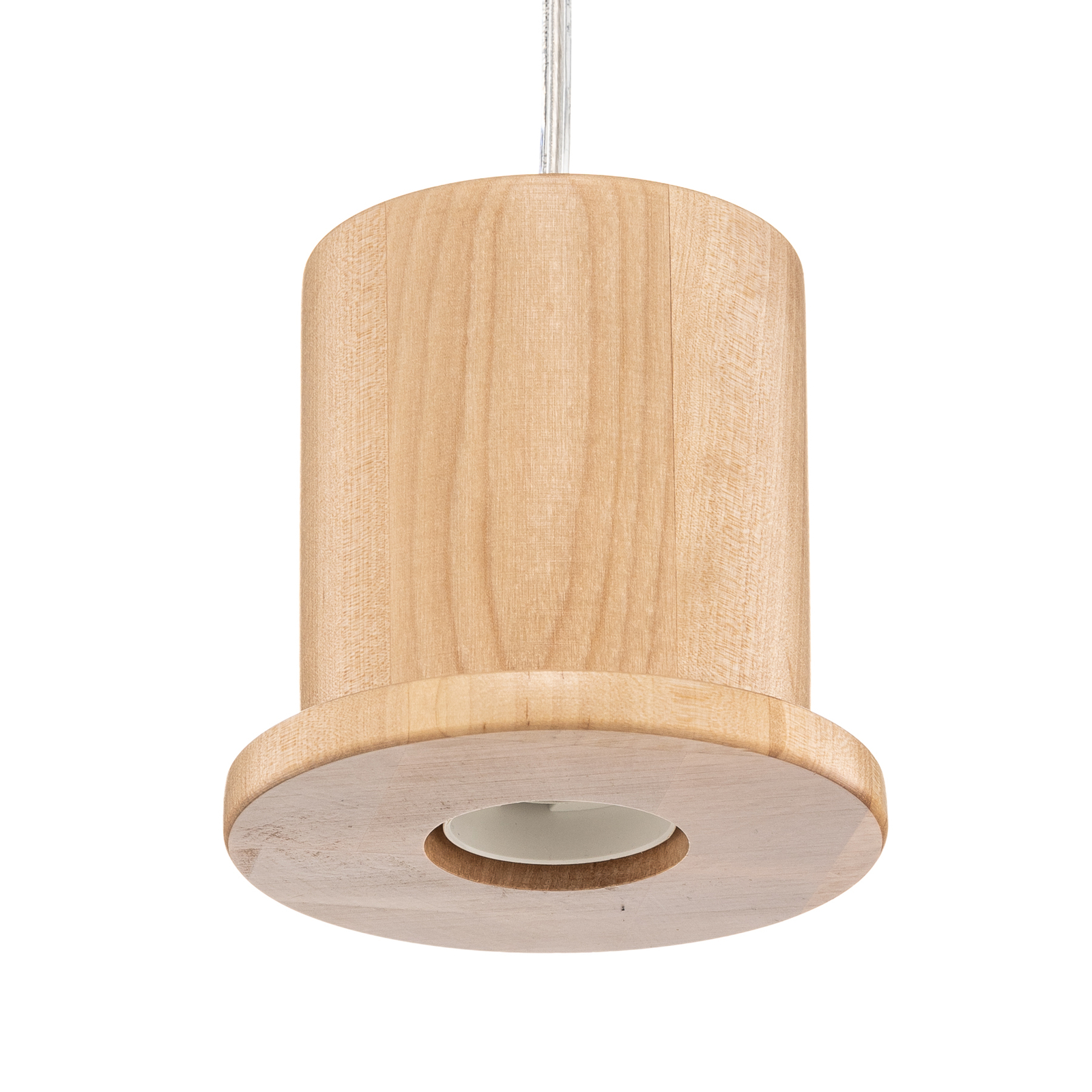 Head hanging light with socket made of light wood