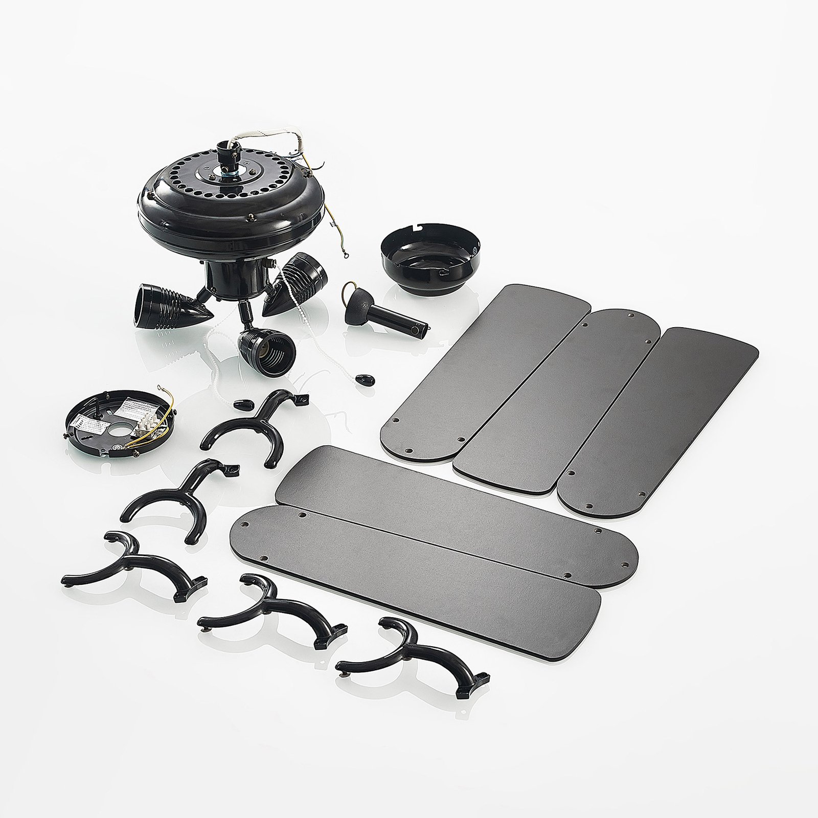 Lucande Deckenventilator mit Licht Anariki, leise, schwarz