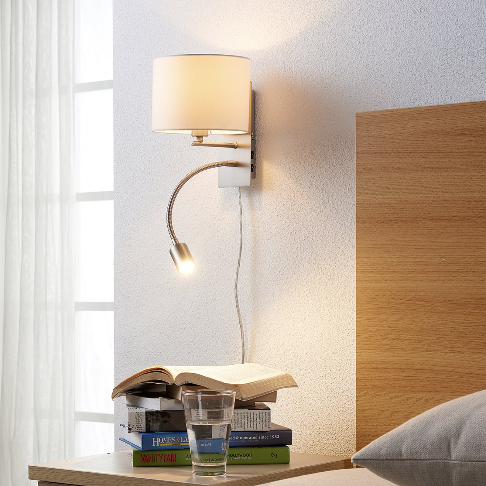 Florens Nástěnné Svítidlo White/Nickel - Lindby
