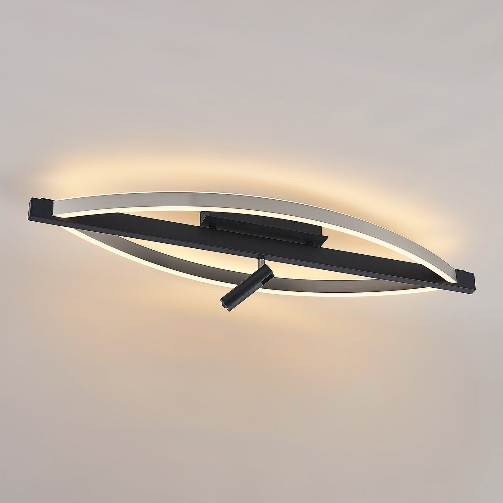 Lucande Matwei plafonnier LED, ovale, nickel