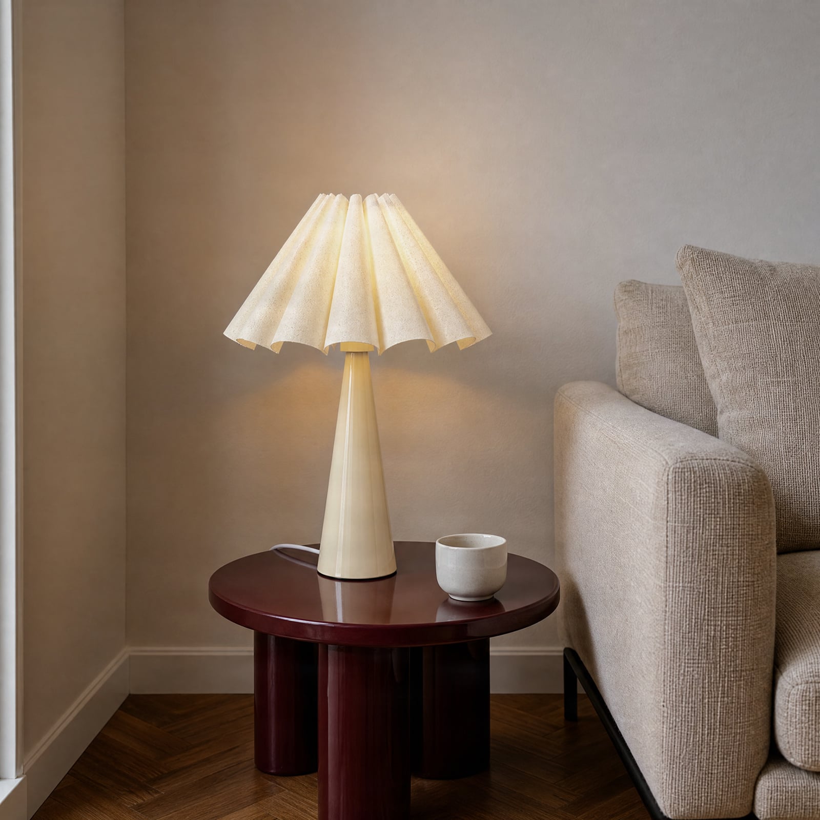 Lindby bordlampe Lotte, beige, 50 cm, metall, tekstil, E27 Lindby bordlampe Lotte, beige, 50 cm, metall, tekstil, E27
