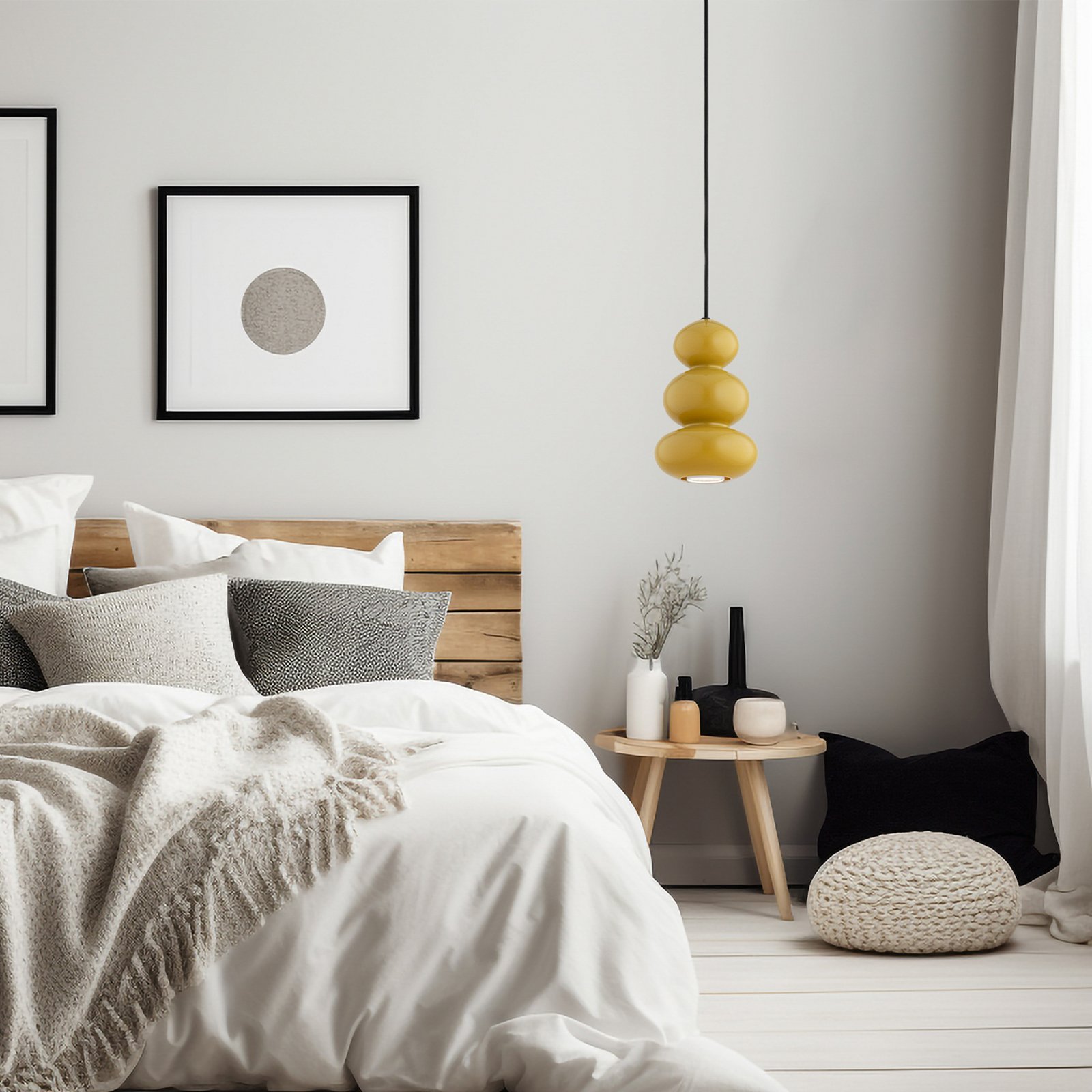 Lampada a sospensione Oman, giallo miele lucido, vetro, Ø 14 cm