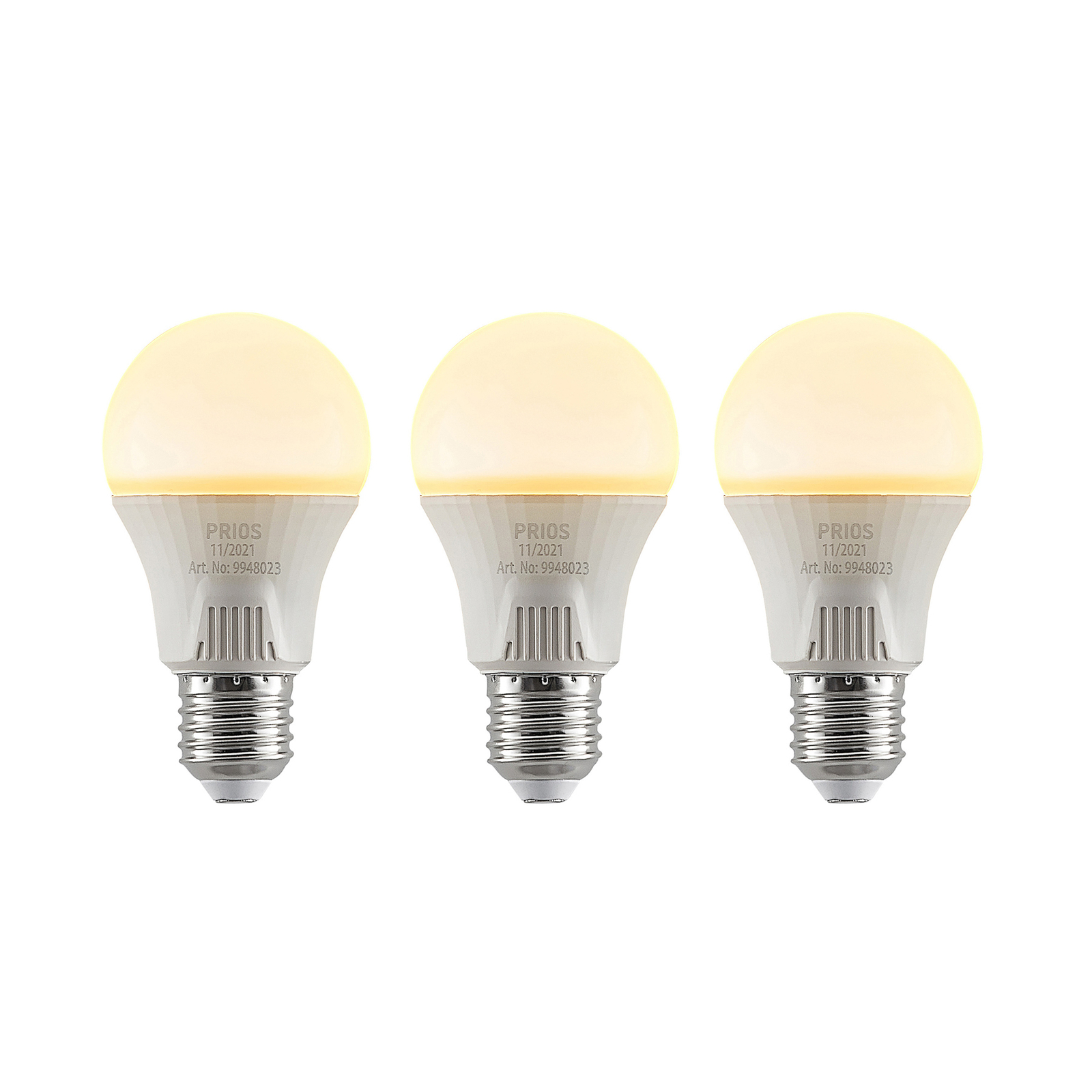LED-pære E27 A60 11 W hvid 2.700 K sæt med 3 stk