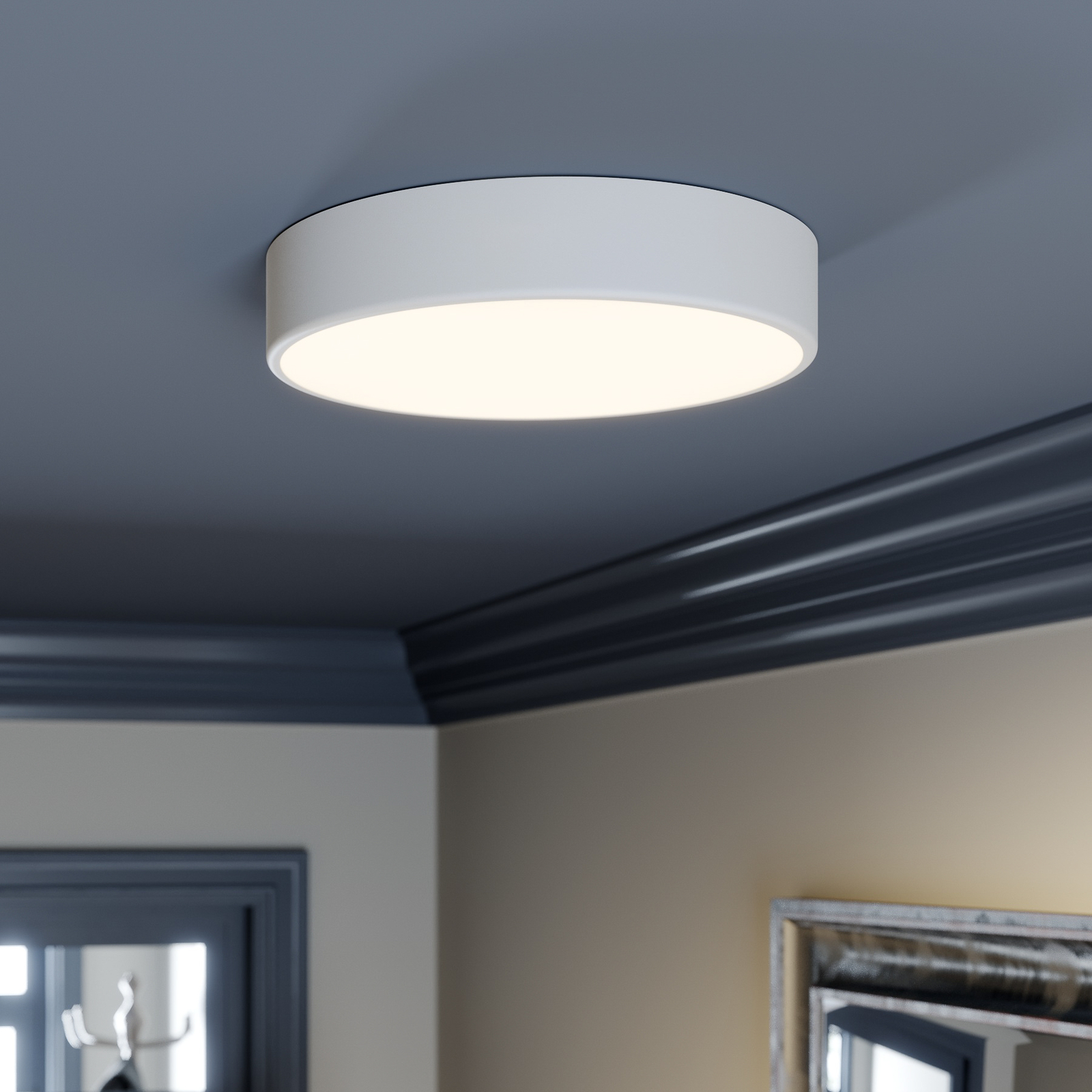 Cleo ceiling light, Ø 40 cm, white, metal, E27, 3-bulb