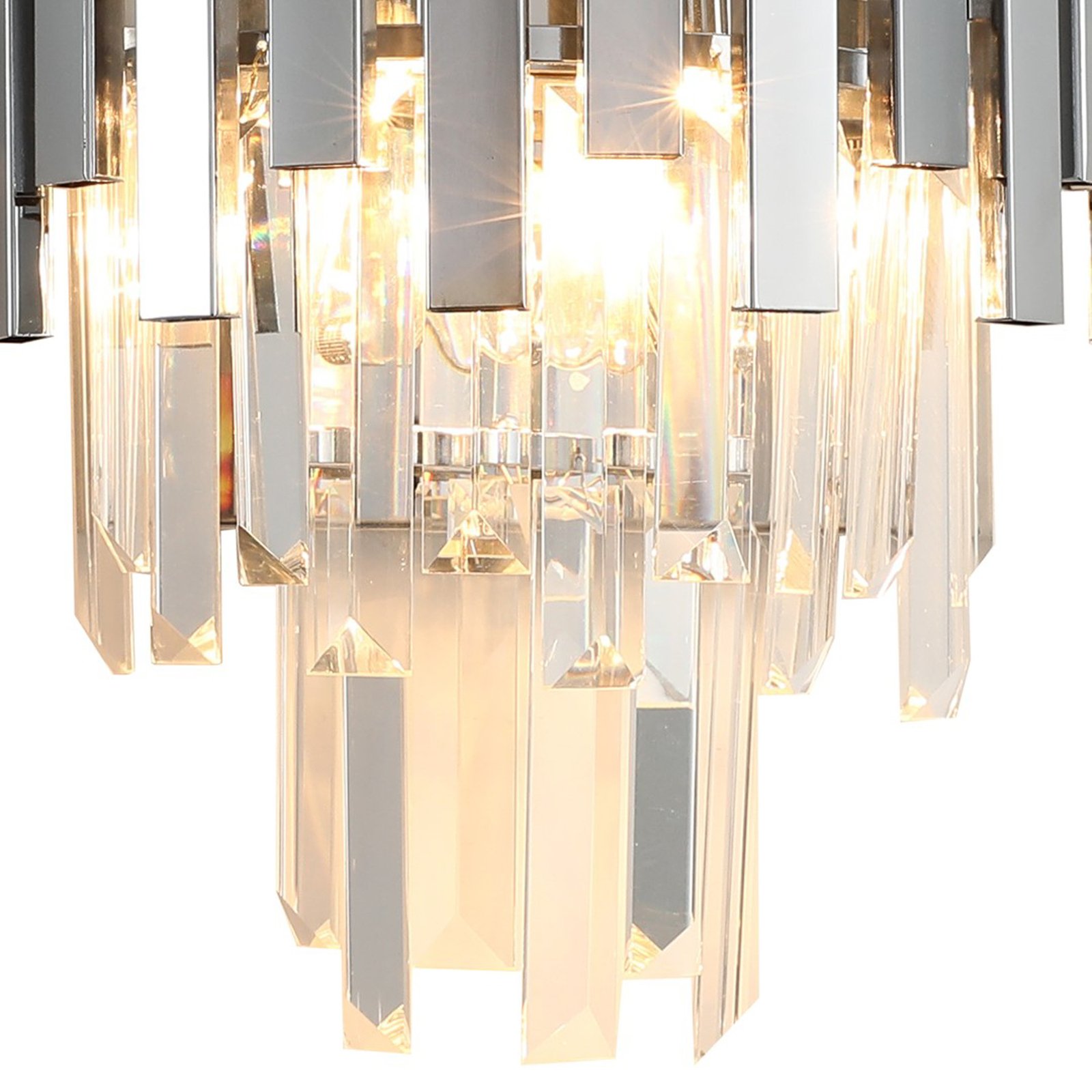 Aspen væglampe, kromfarvet metal, glaskrystaller, Ø 25 cm