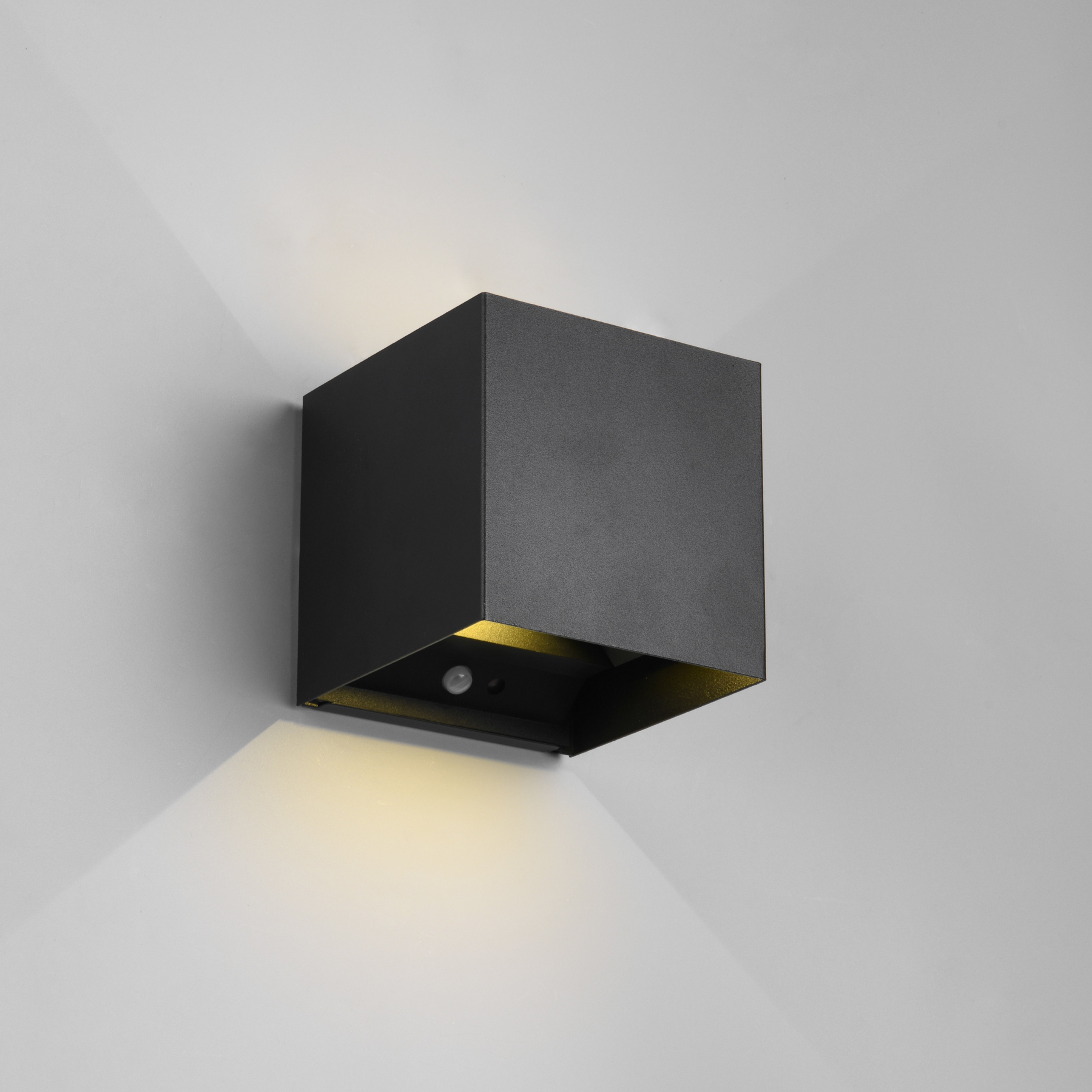 Επαναφορτιζόμενη λυχνία τοίχου LED Talent, μαύρο, πλάτος 10 cm Αισθητήρας