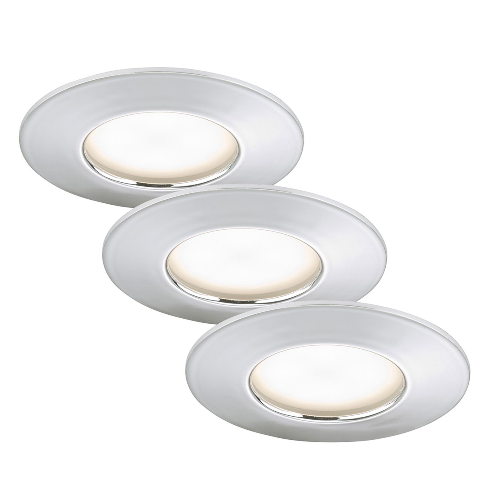 Set 3 Nikas proiectoare LED încastrate IP44 crom