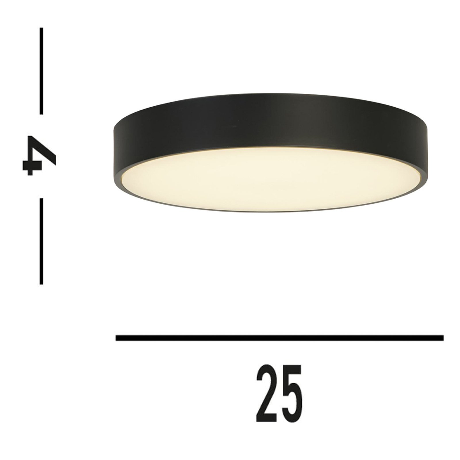 Palma LED plafondlamp, zwart, Ø 25 cm, staal/acryl