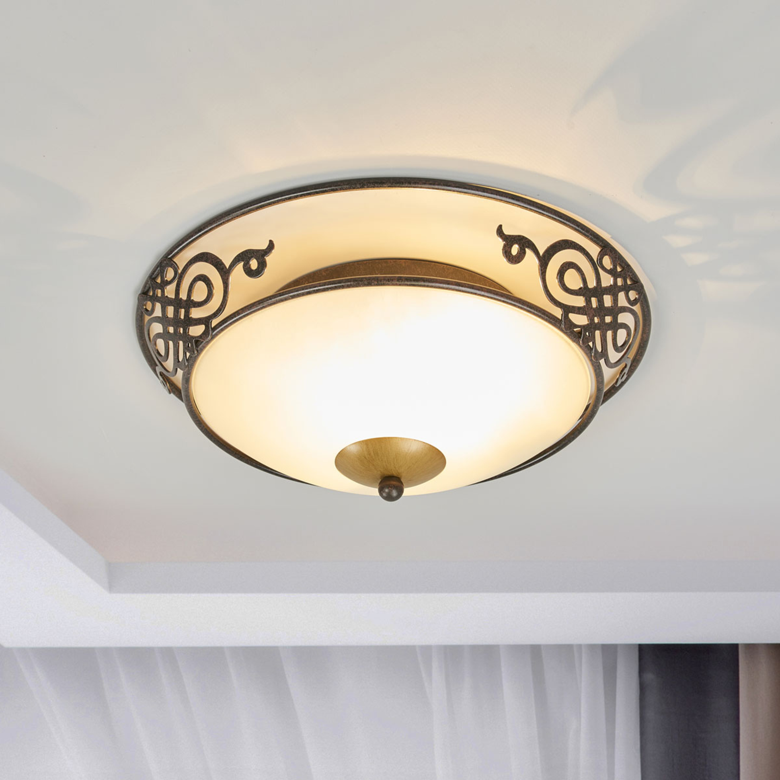 EGLO Rustic ceiling light Master, 33 cm, for Living / Dining Room, Metal, glass, E27, 60 W, energy efficiency: A++