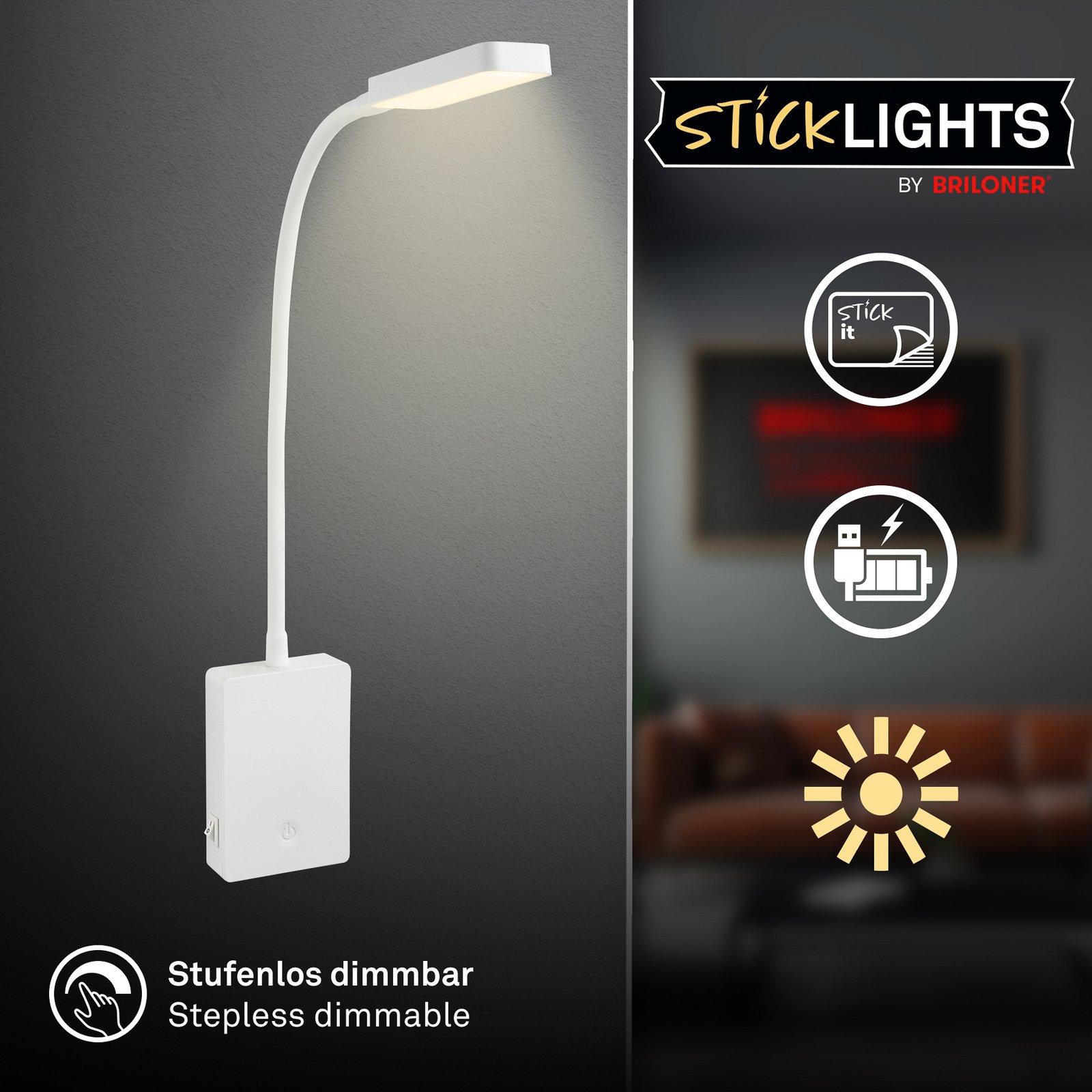 LED-Akku-Τραπεζοκαλύμματα Cielo, λευκό, ύψος 56 cm, πλαστικό