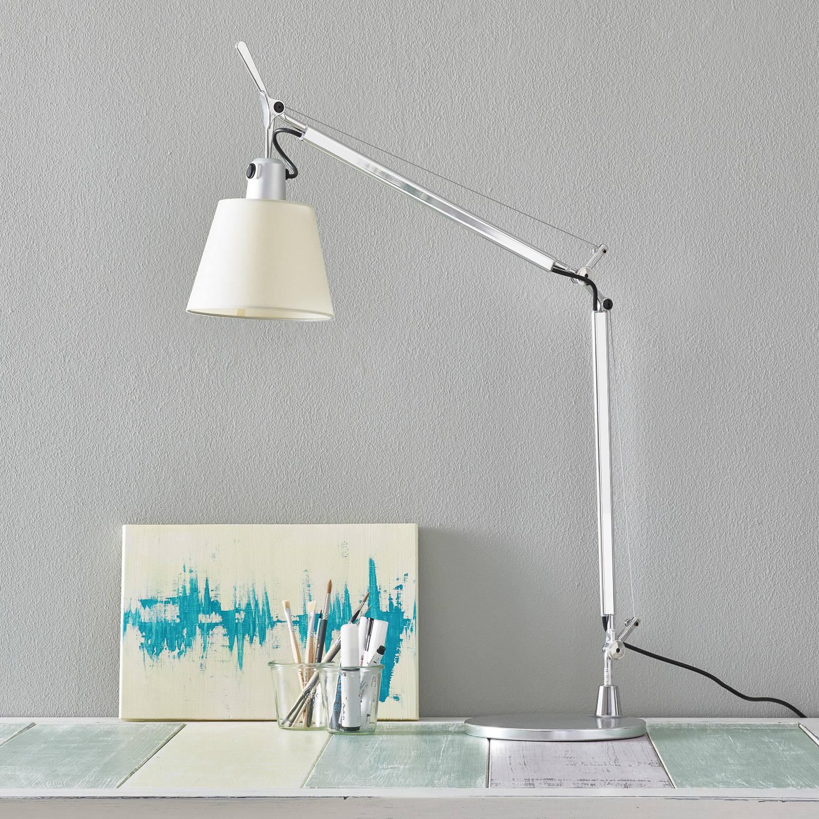 Lampada Da Tavolo Design Marlene In Alluminio - Orientabile, Bianca O Nera, 55 Cm
