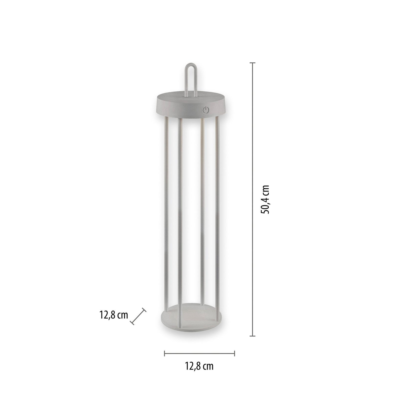 JUST LIGHT. LED-Akku-Tischlampe Anselm grau-beige 50cm Eisen