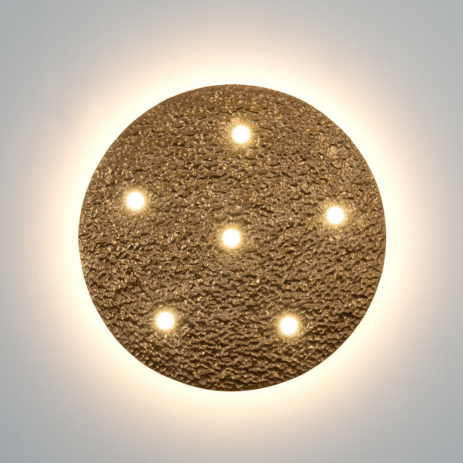 Lampa sufitowa LED LUNADORIA, kolor złoty, Ø 60 cm, metalowa, ściemniana