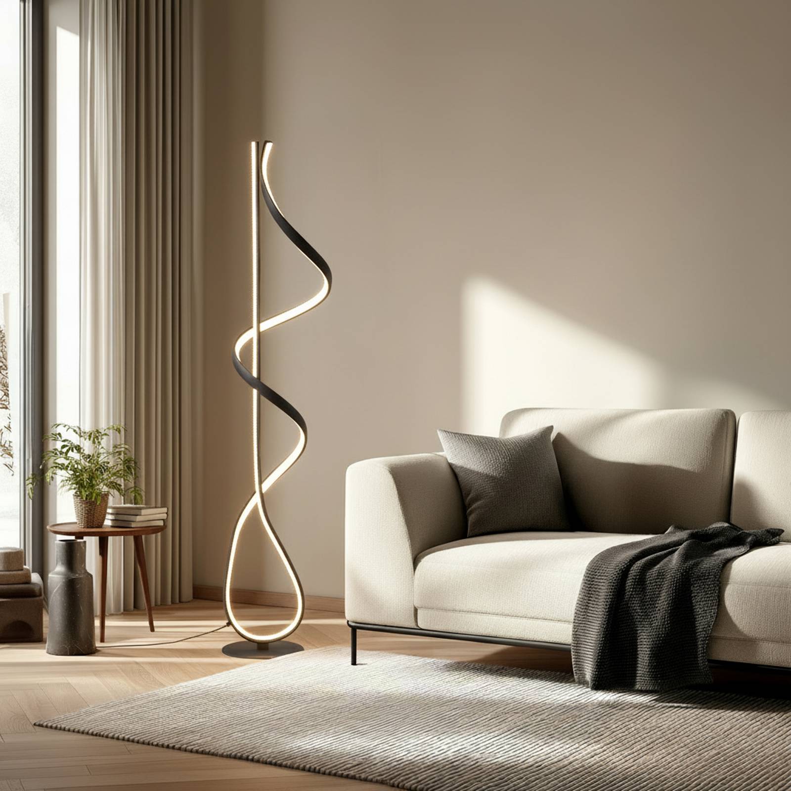 Lucande LED-Stehleuchte Rodado, schwarz, 132 cm, Aluminium günstig online kaufen