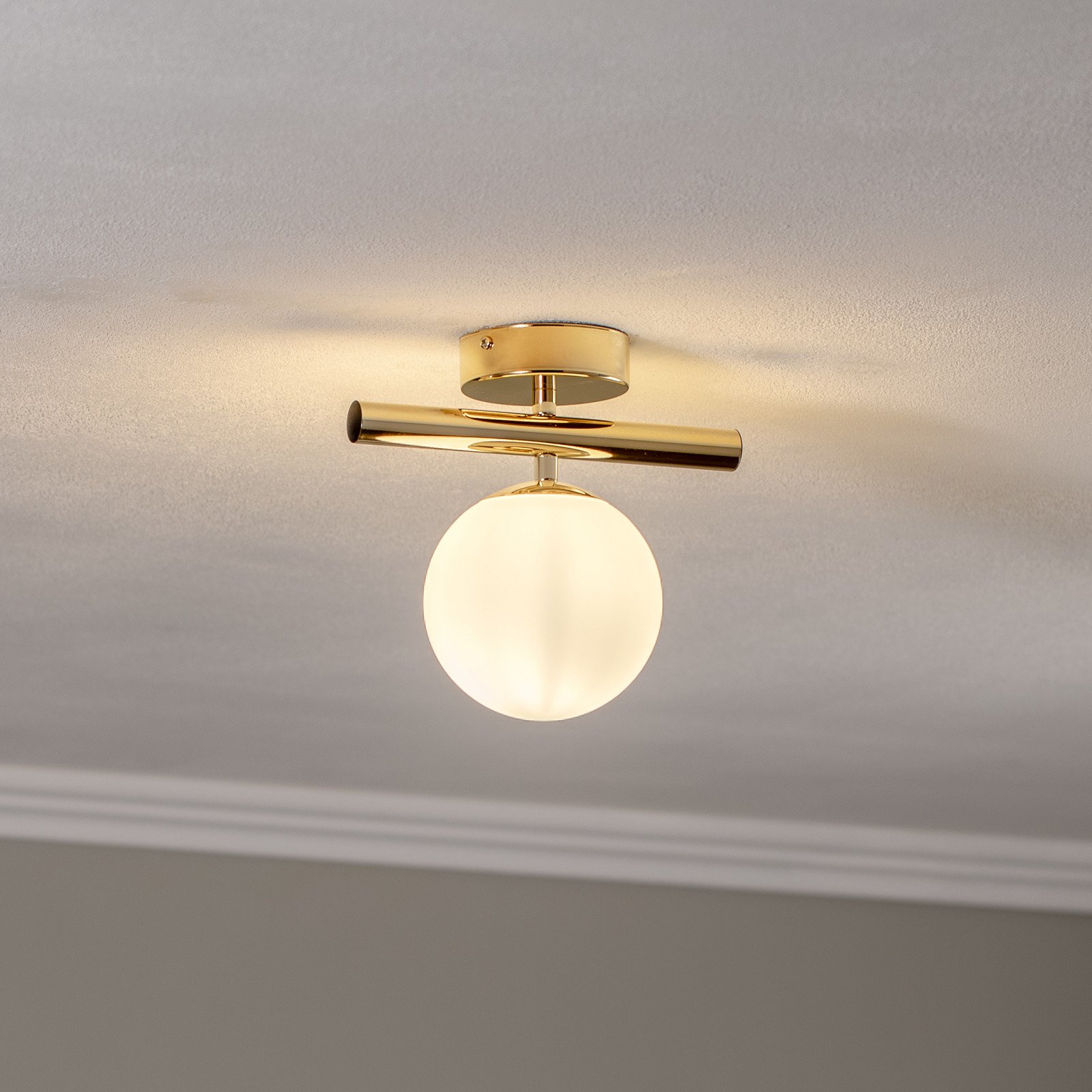 Domiluce Plafonieră Linea auriu 1 bec - Camera de zi / sufragerie - auriu alb - Metal