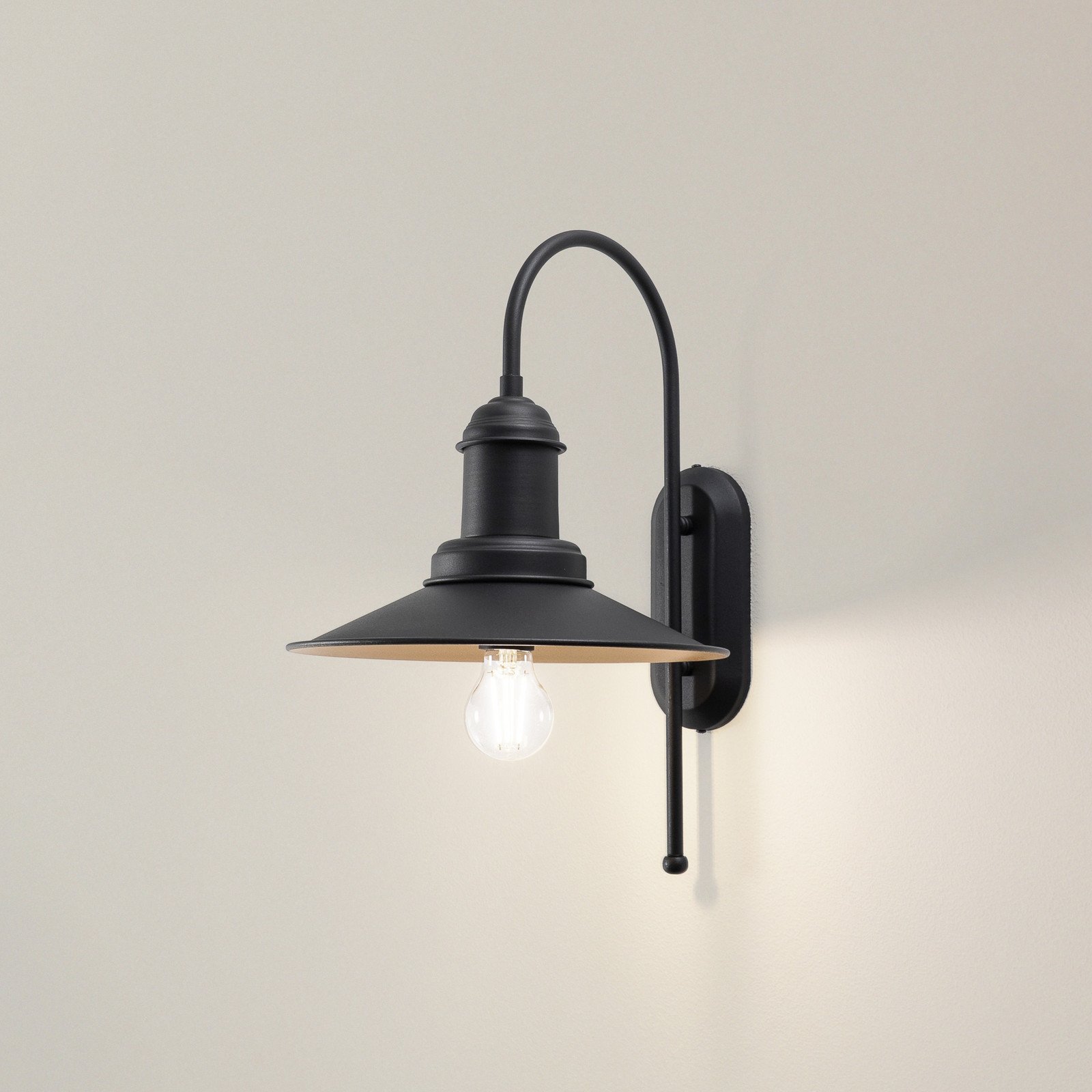 ROYALTECH Aplică de perete Lorato negru înălțime 48 cm metal E27 - Camera de zi / sufragerie - Vintage