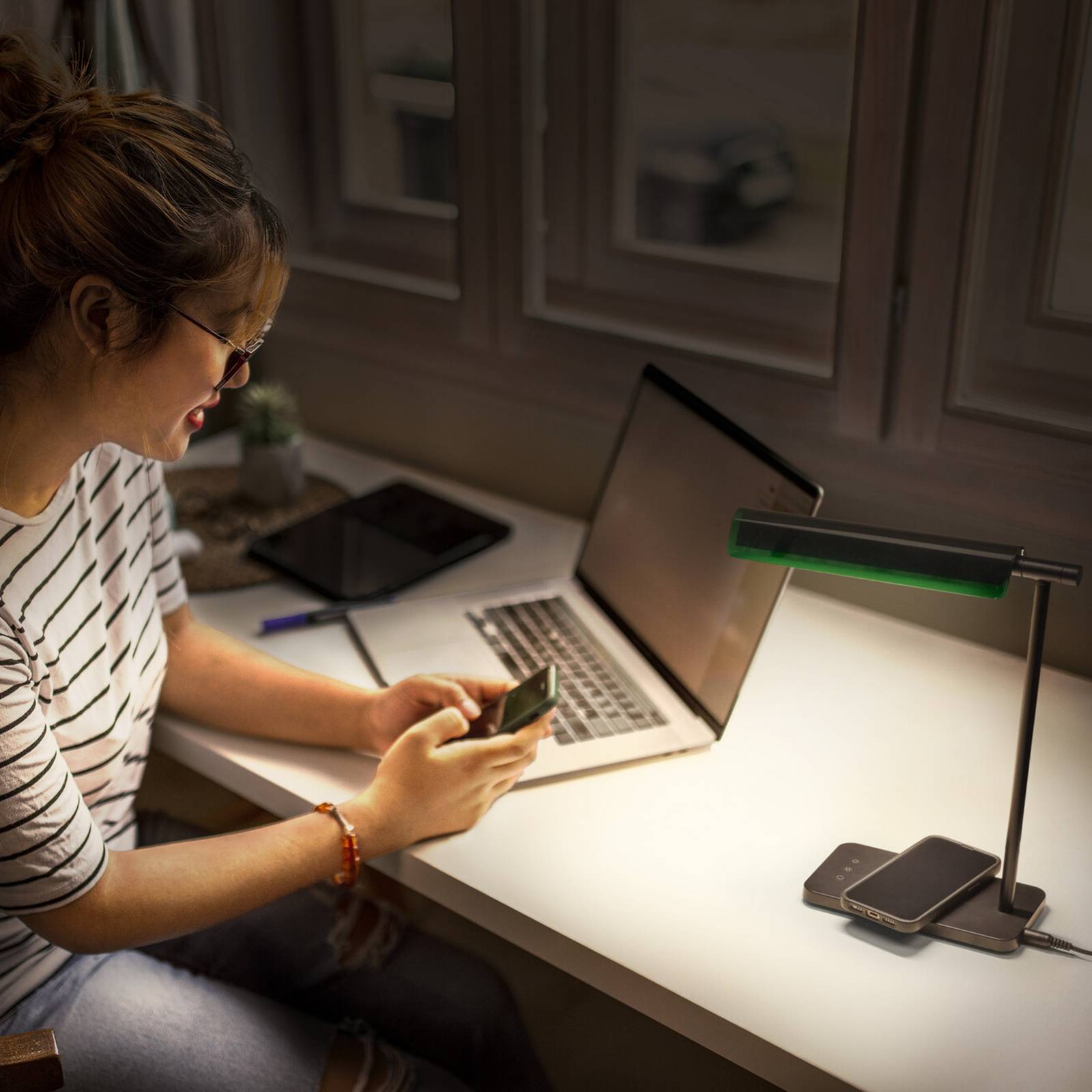 OSRAM LED-Tischlampe Office Line Desk Roof schwarz, CCT, DIM günstig online kaufen