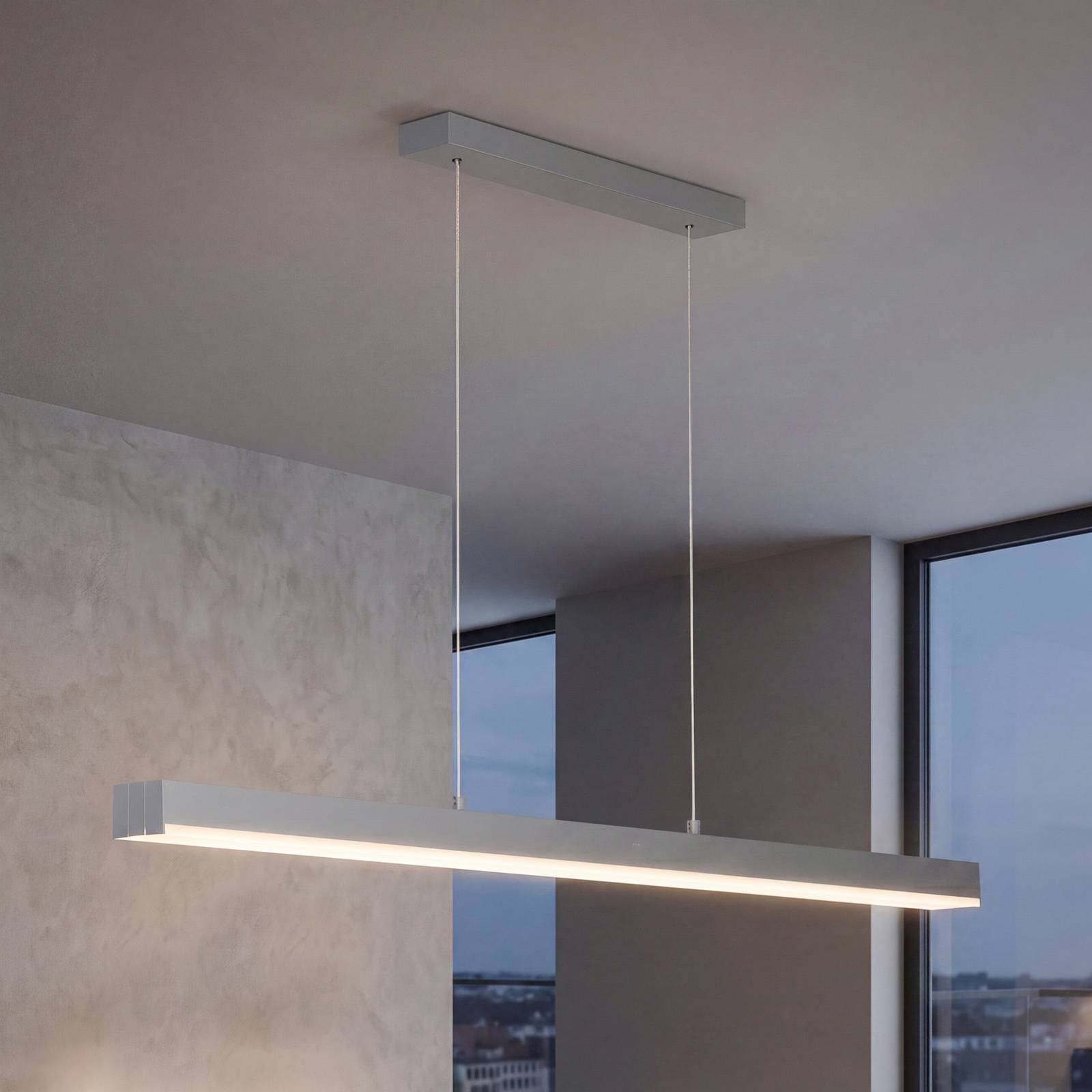 LED-h&aelig;ngelampe Vayana, gr&aring;, l&aelig;ngde 189 cm, CCT-touchdimmer