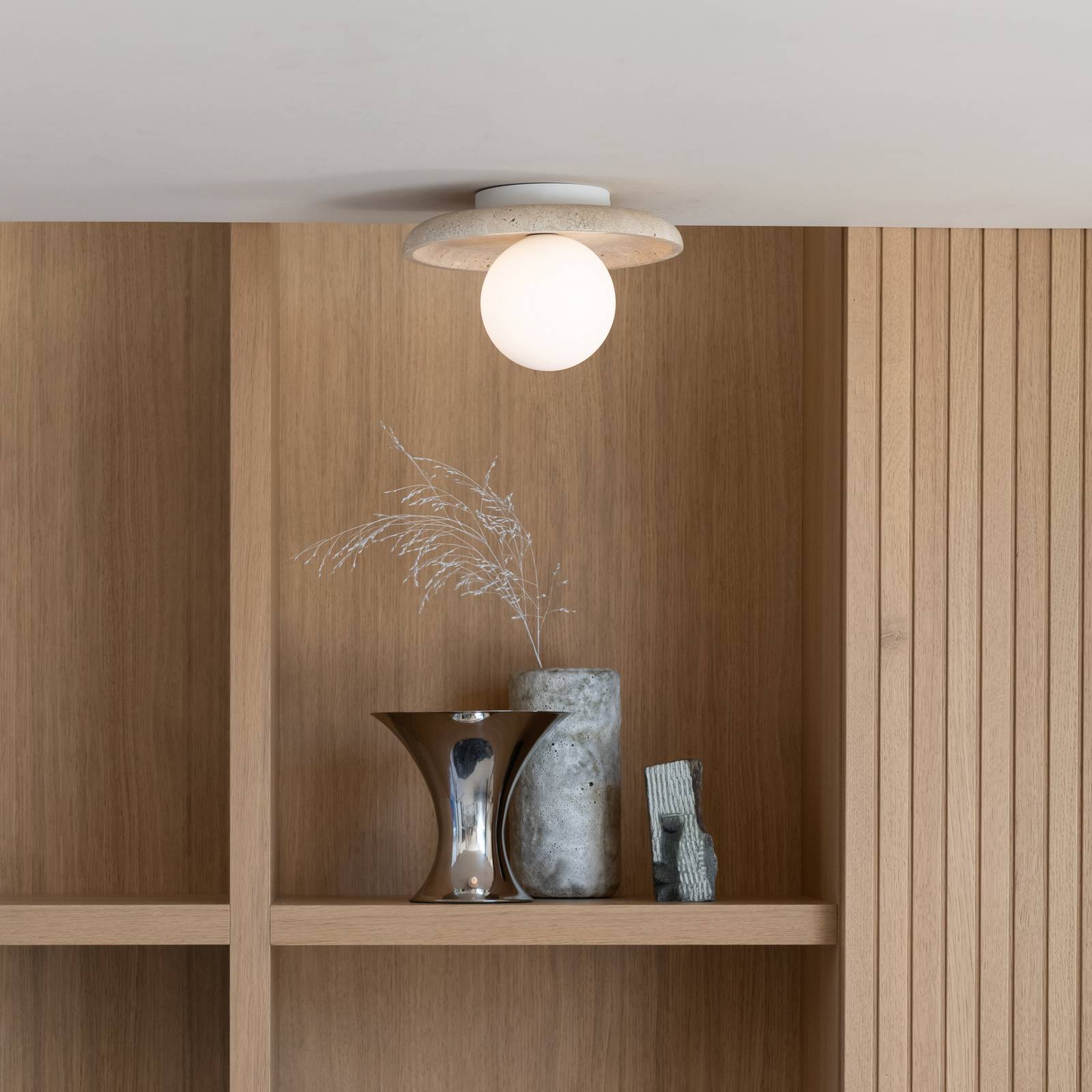 IT'S ABOUT ROMI – lampa sufitowa Tivoli, biała, Ø 25 cm, trawertyn