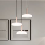 Suspension LED Celeste, blanc/brun, Ø 35 cm à 3 lampes. Verre à intensité