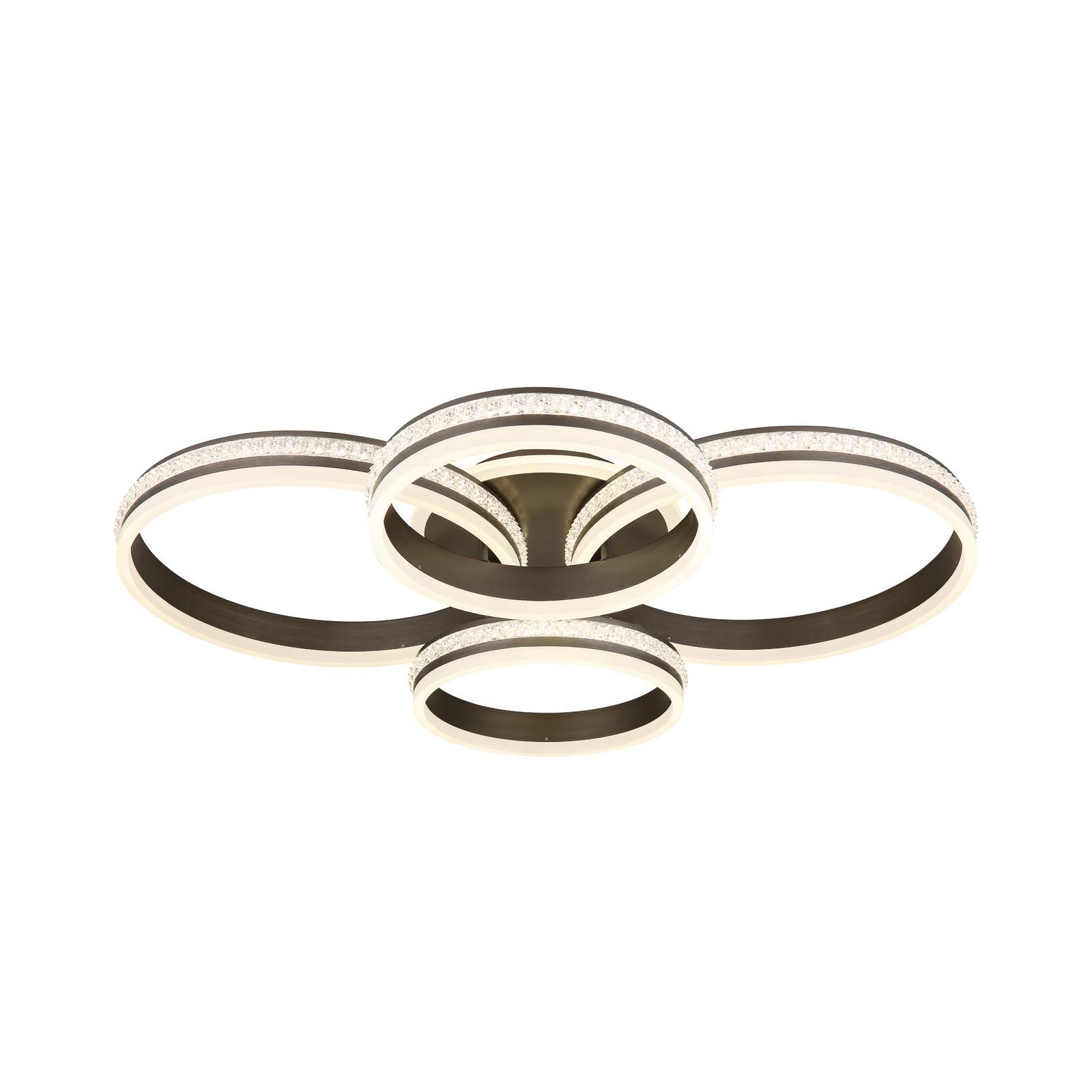 Lampa sufitowa LED Grouni, długość 85 cm, kolor tytanowy, CCT